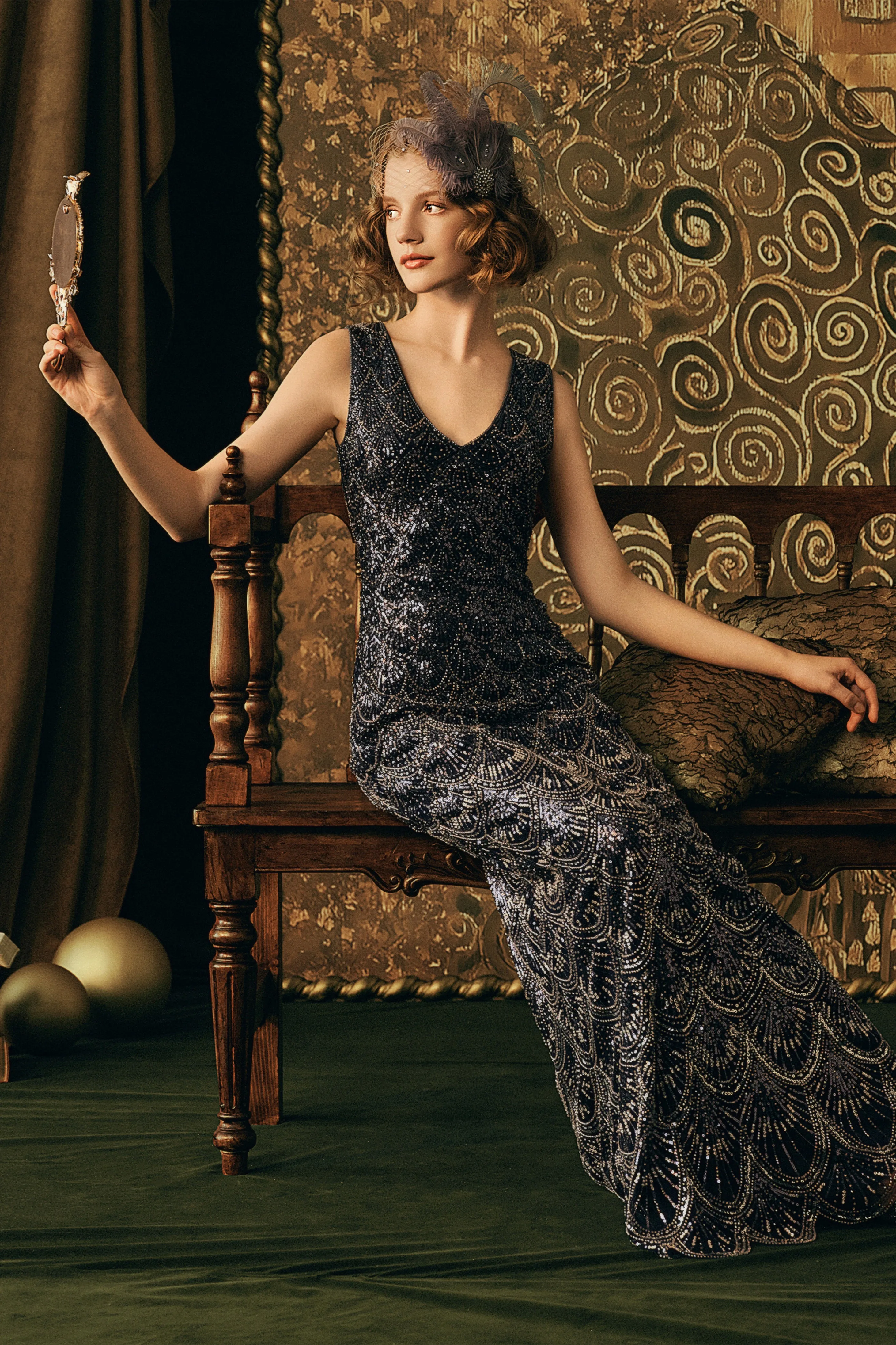 Sparkling Beaded Mermaid Evening Gown sold by BABEYOND