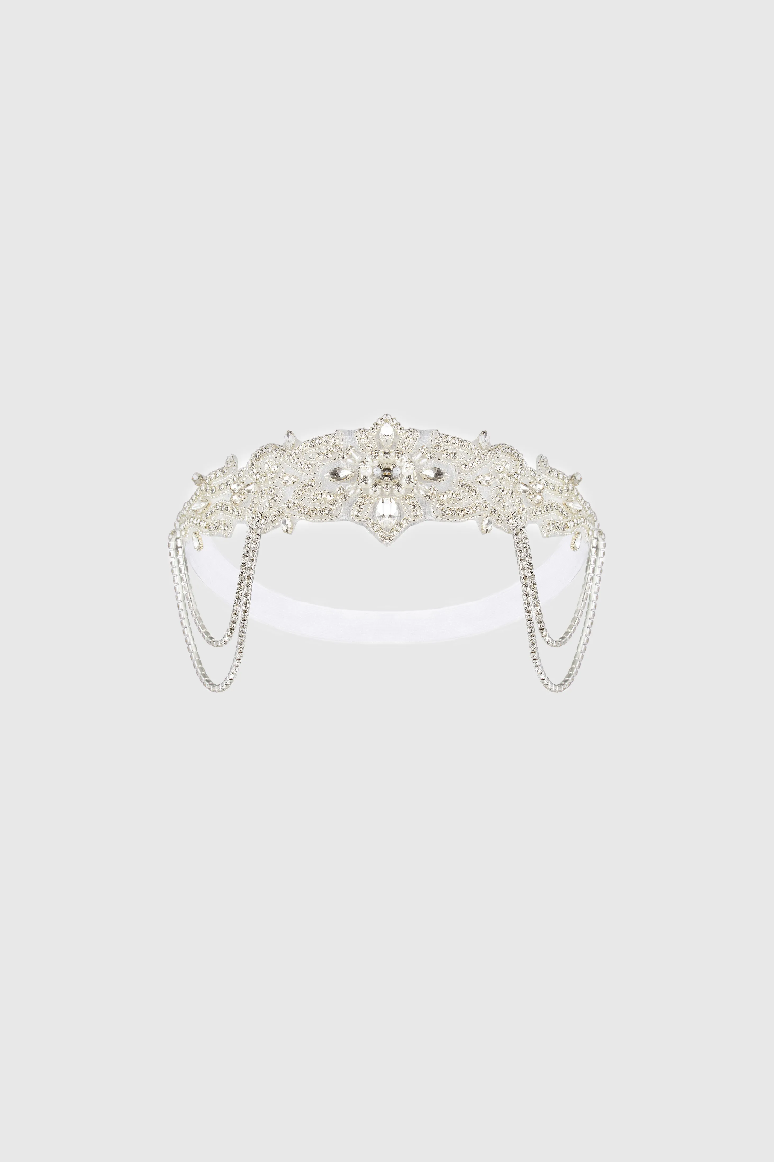 Beaded Rhinestone Dangle Headband sold by BABEYOND