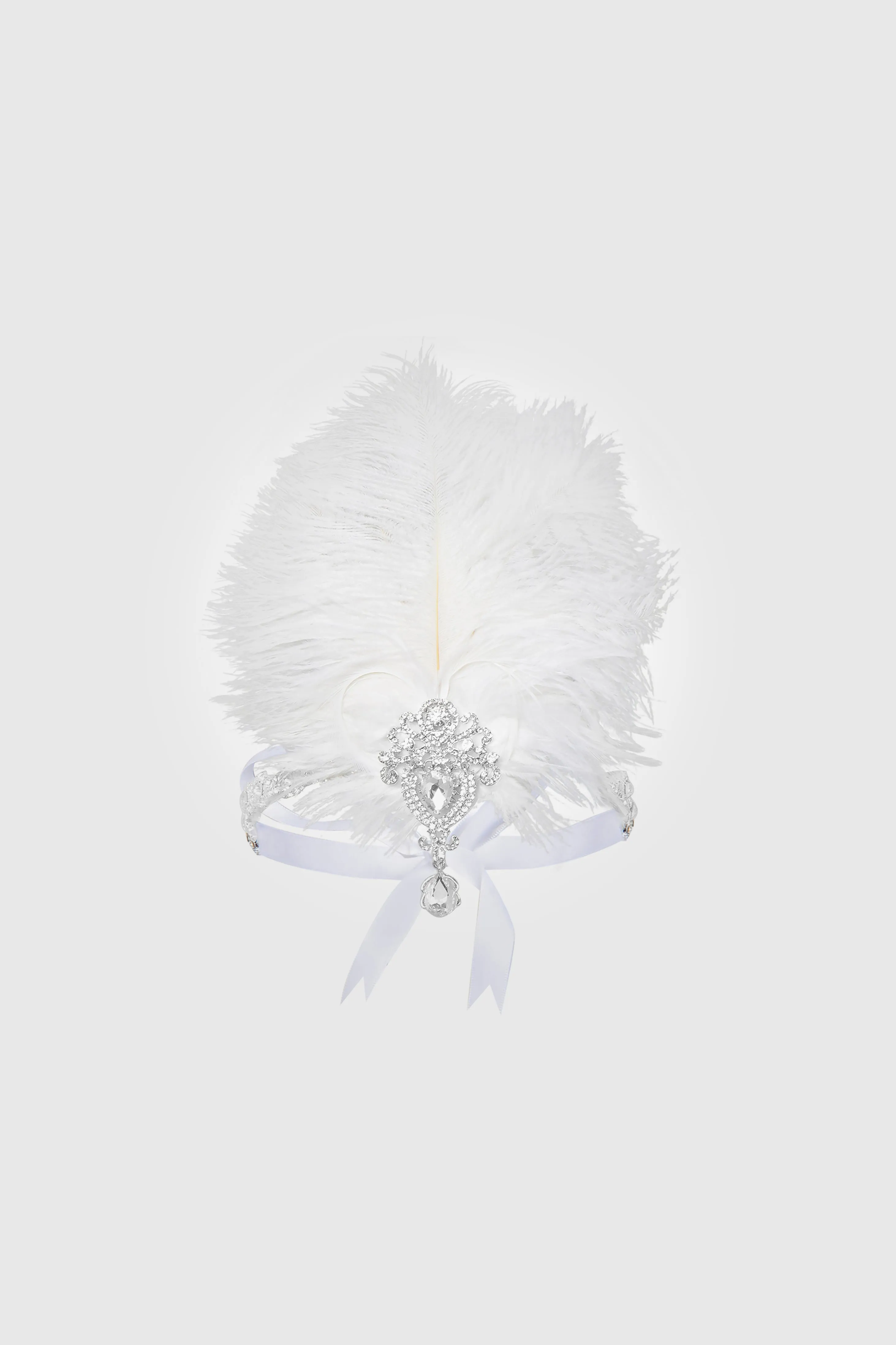 Retro Rhinestone Ostrich Feather Headband sold by BABEYOND