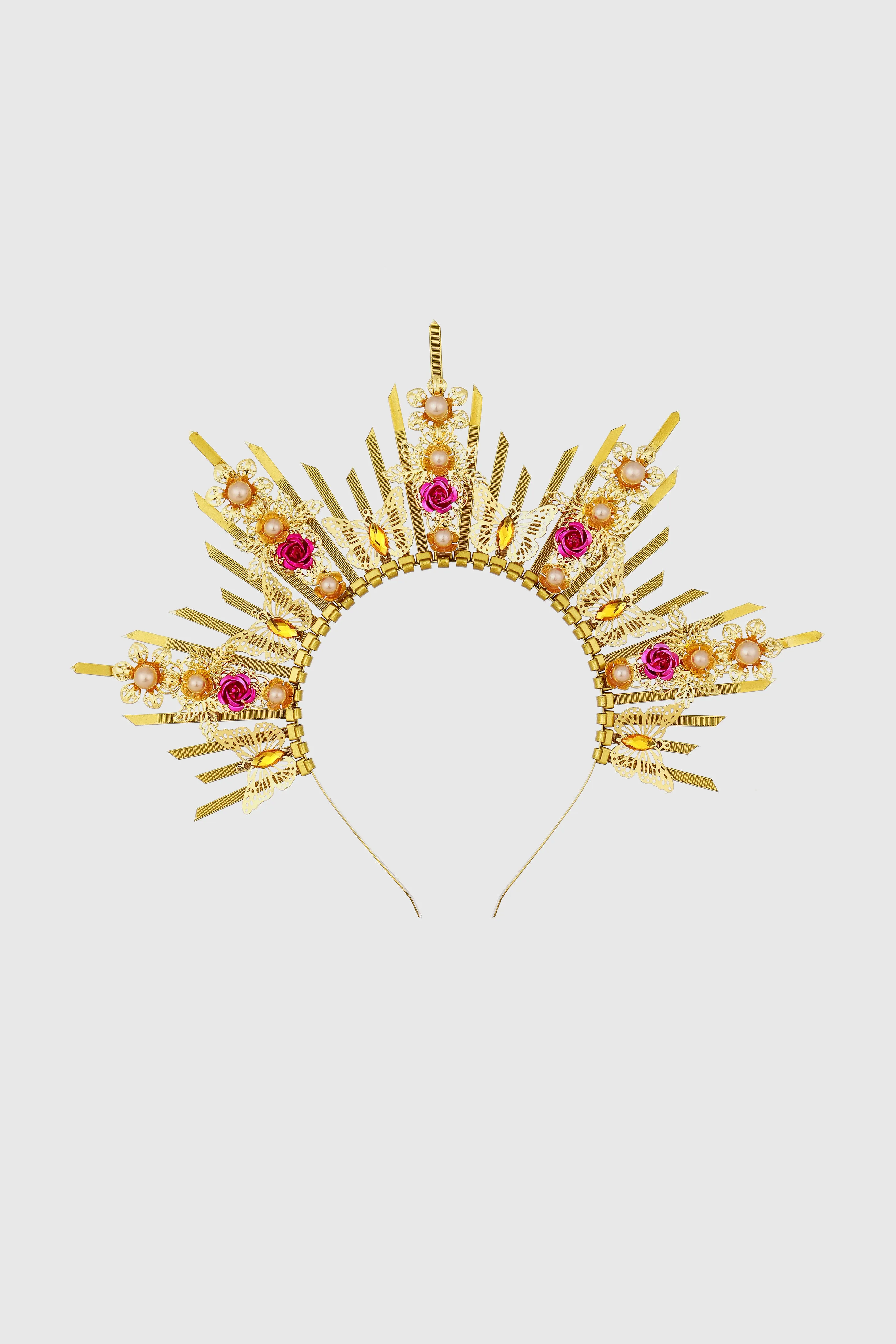 Floral Spiked Zip Tie Halo Headband sold by BABEYOND product image thumbnail 5