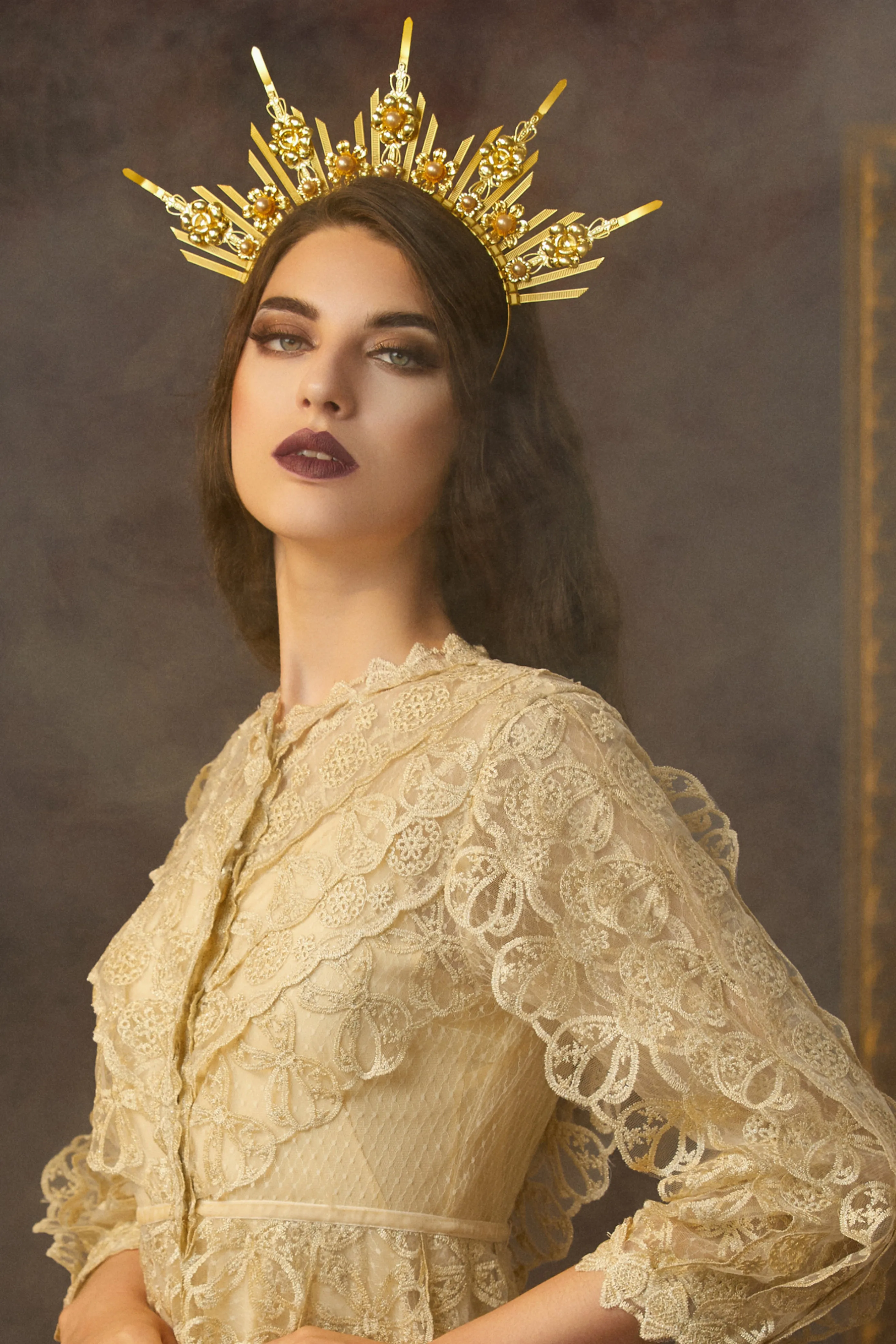 Floral Spiked Zip Tie Halo Headband sold by BABEYOND product image thumbnail 4