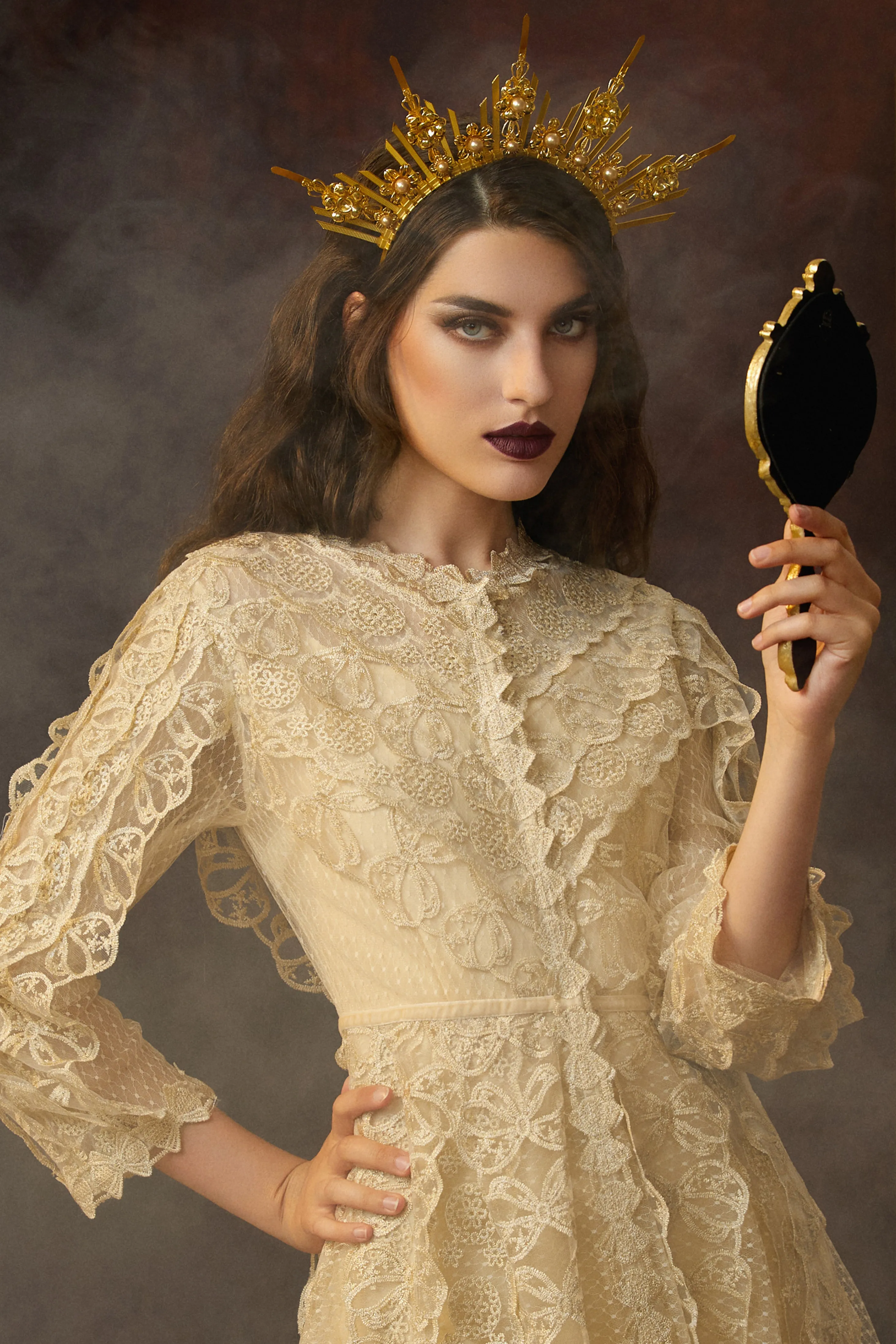 Floral Spiked Zip Tie Halo Headband sold by BABEYOND product image thumbnail 3