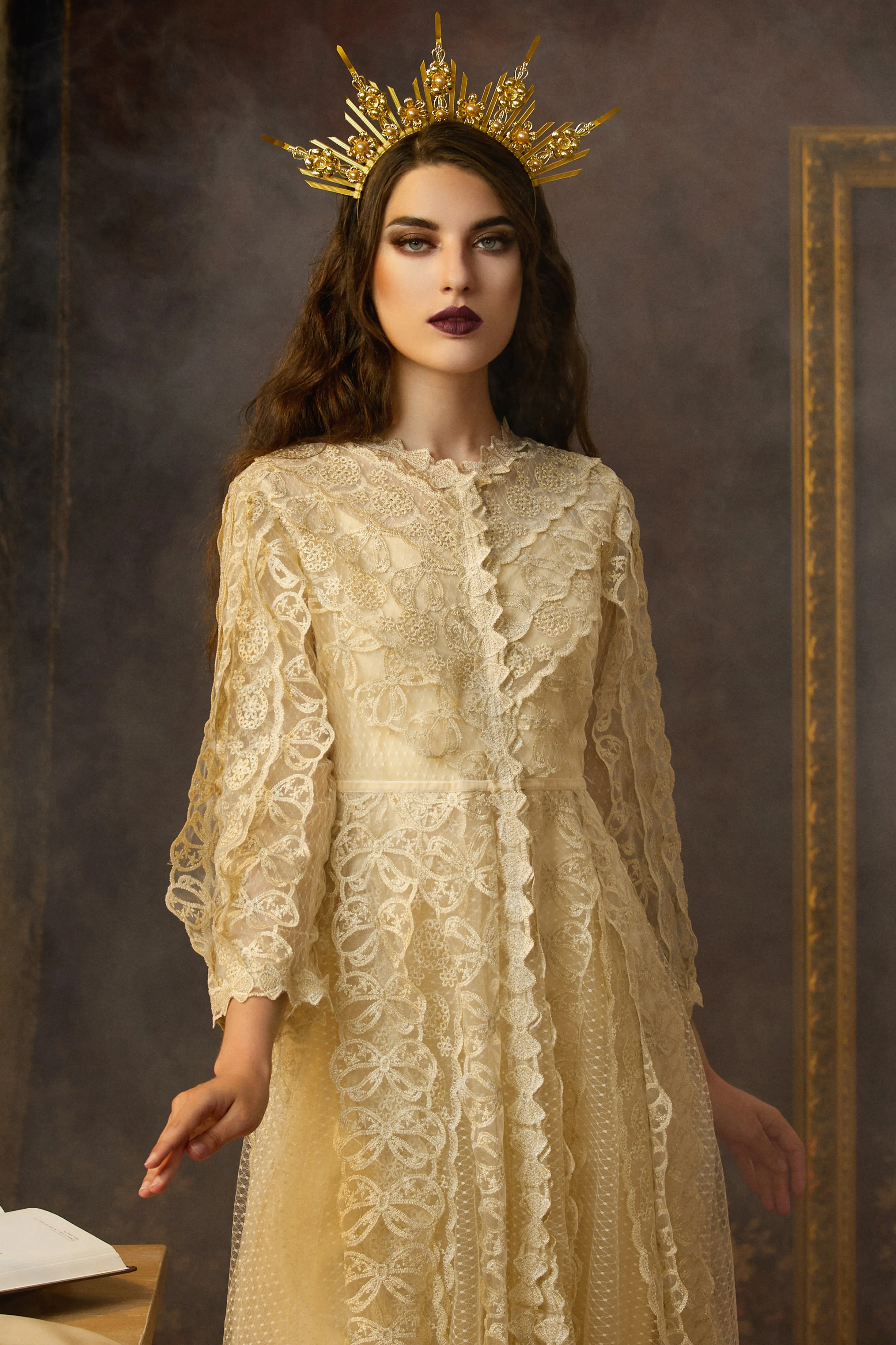 Floral Spiked Zip Tie Halo Headband sold by BABEYOND product image thumbnail 2