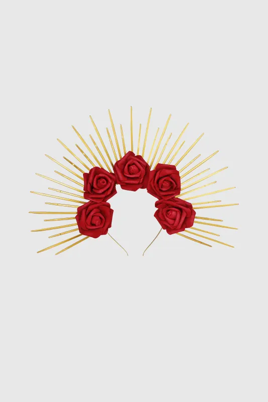 Classy Rose Spiked Sunburst Goddess Halo Crown sold by BABEYOND