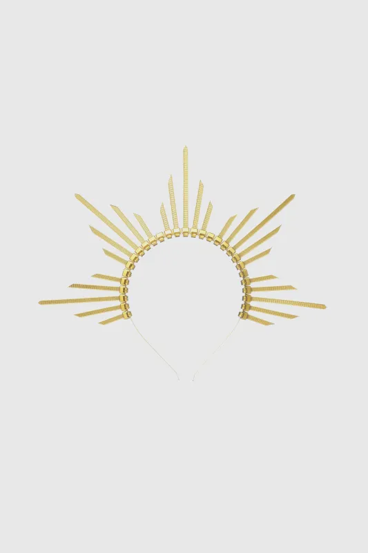 Gleaming Zip Tie Spiked Goddess Halo Crown sold by BABEYOND