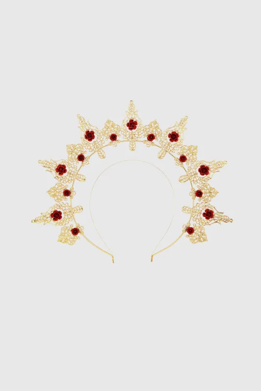 Brilliant Rose Hollow Mary Halo Headband sold by BABEYOND