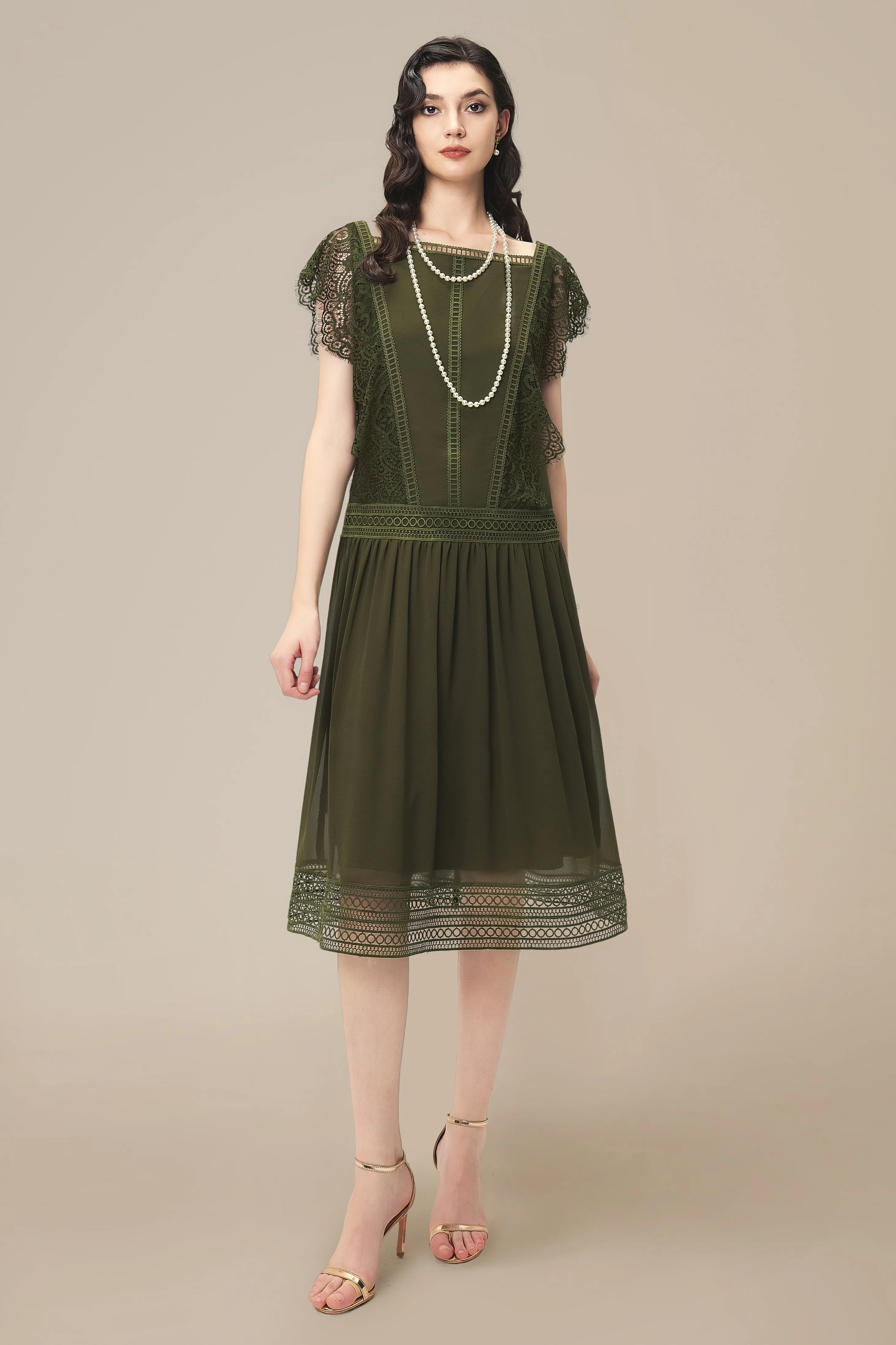 Retro Charm Lace Trimmed Day Dress sold by BABEYOND