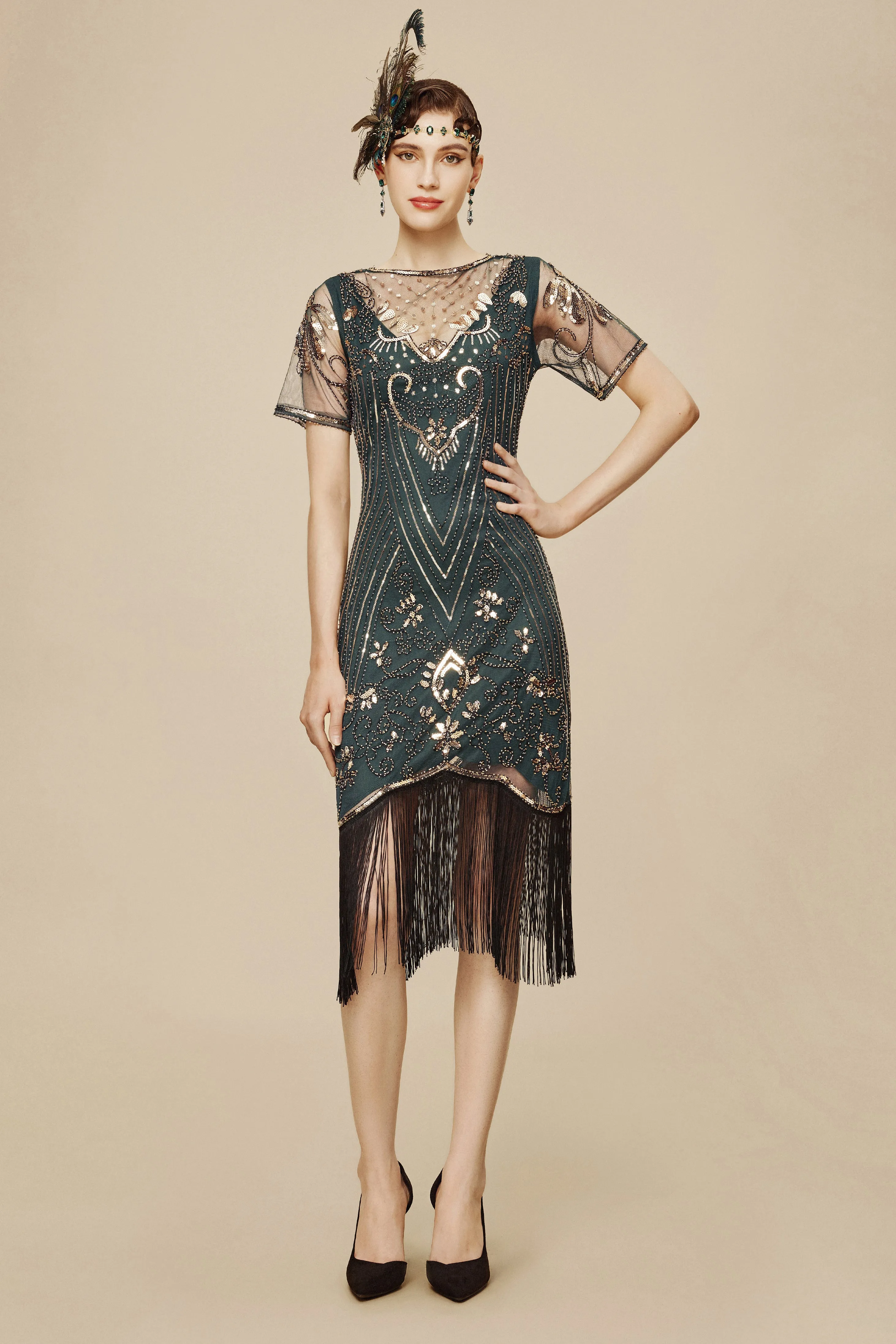 Vintage Glorious Paisley Fringe Flapper Dress sold by BABEYOND