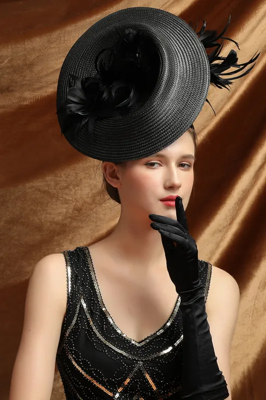 Dramatic Round Feather Fascinator sold by BABEYOND