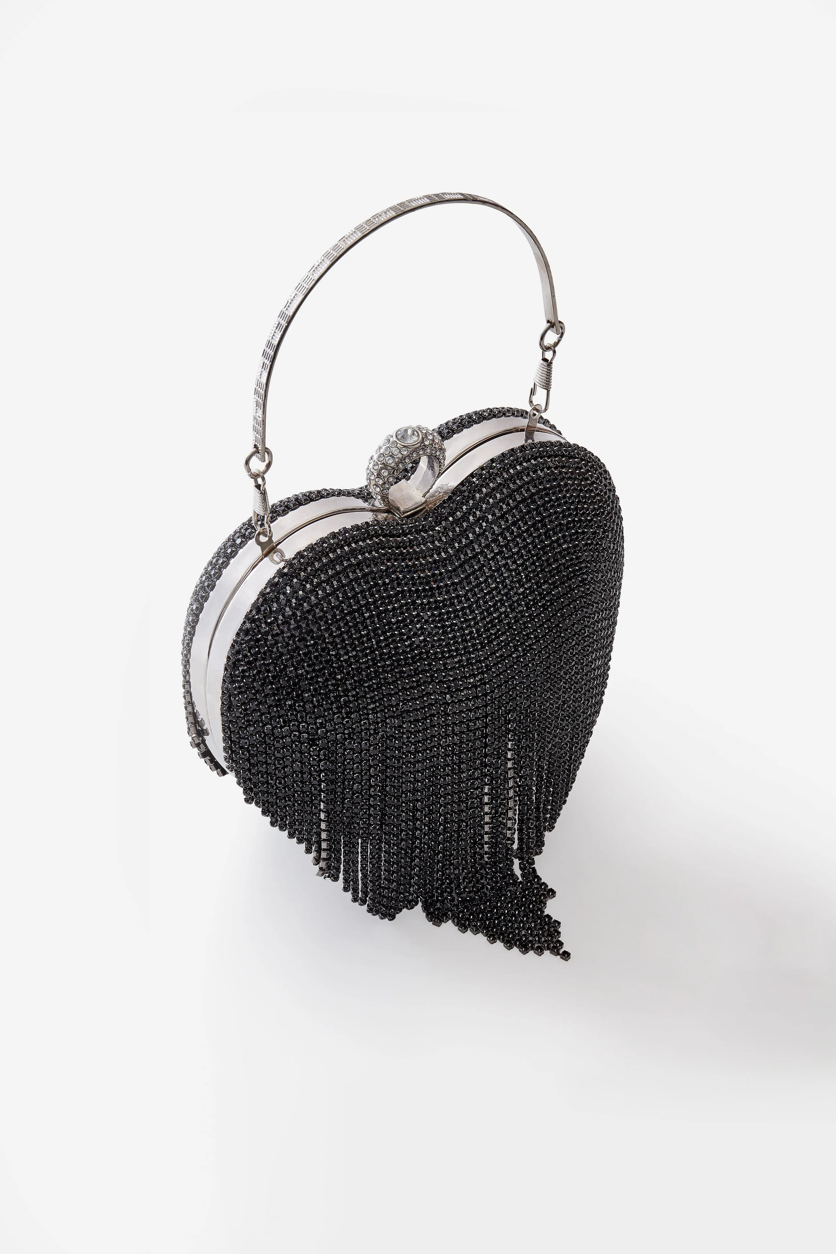 1920s Heart Shape Rhinestone Tassel Clutch sold by BABEYOND product image thumbnail 2