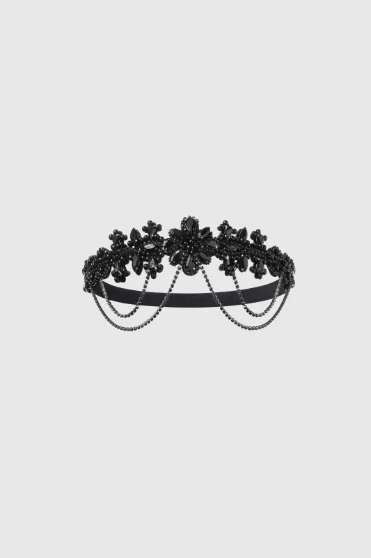 Elegant Rhinestone Flower Dangle Chain Headband sold by BABEYOND