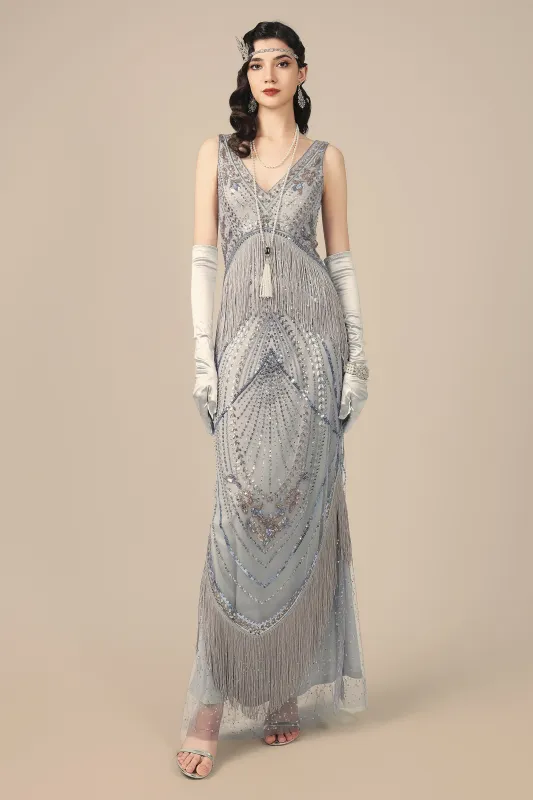 Graceful Fringe With Sheer Overlay Evening Gown sold by BABEYOND