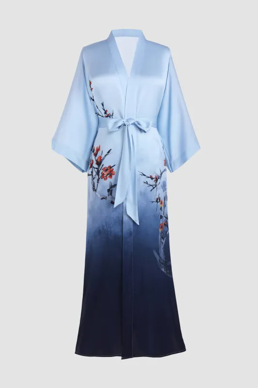 Gradient Watercolor Floral Kimono Robe sold by BABEYOND