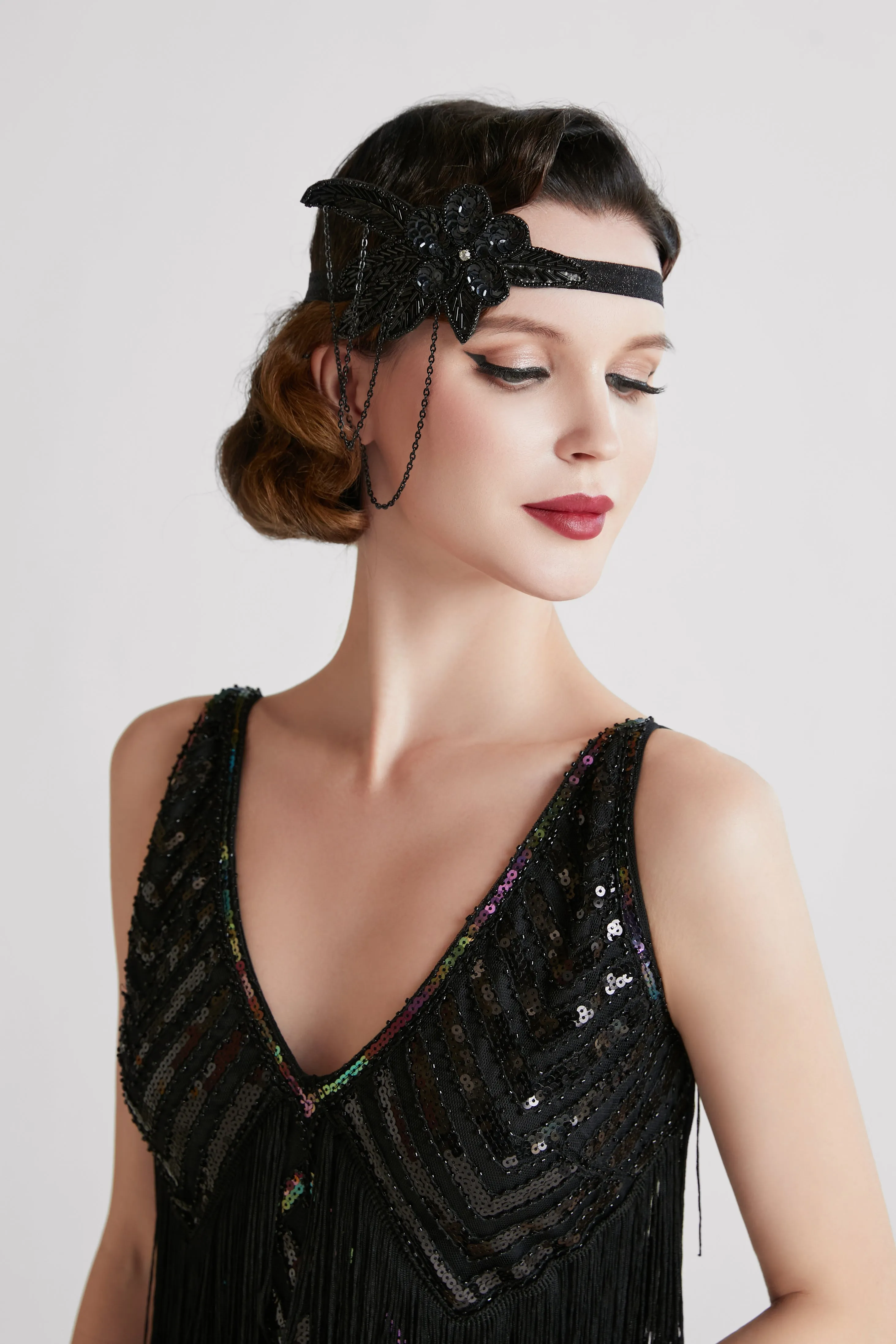 Flower Glitter Chain Dangle Headband sold by BABEYOND product image thumbnail 2