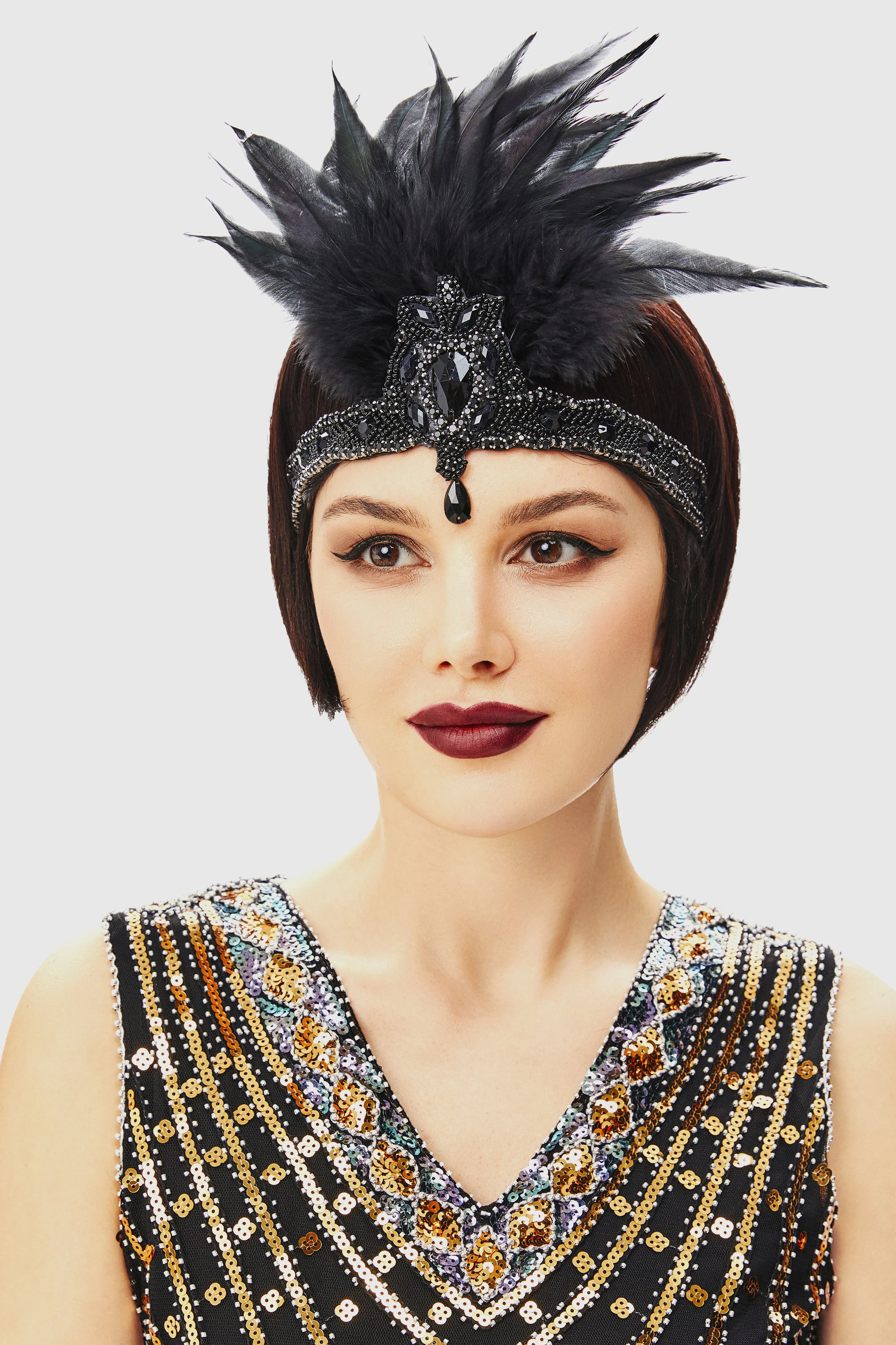 Shimmering Beaded Peacock Headpiece sold by BABEYOND product image thumbnail 2