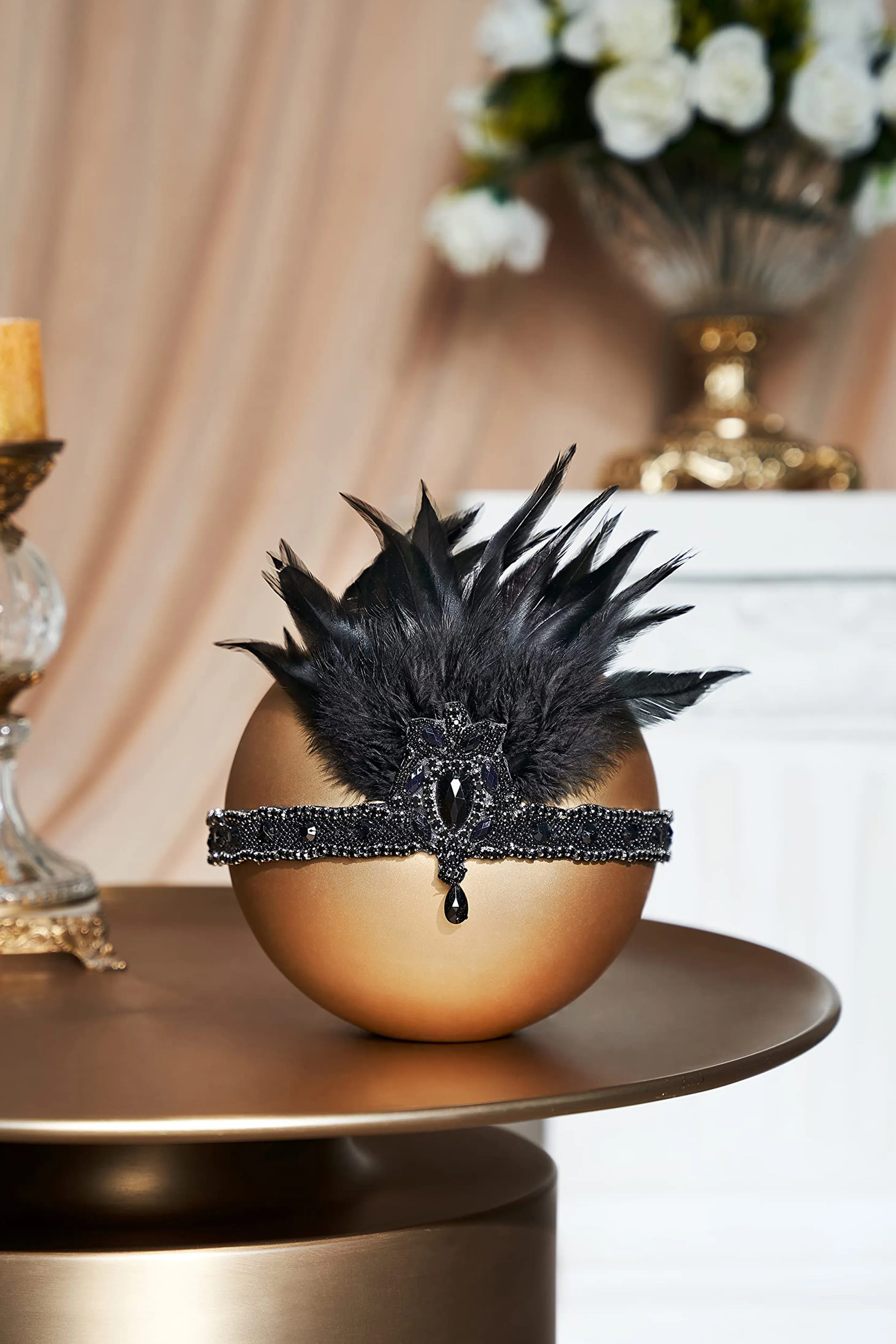 Shimmering Beaded Peacock Headpiece sold by BABEYOND product image thumbnail 4