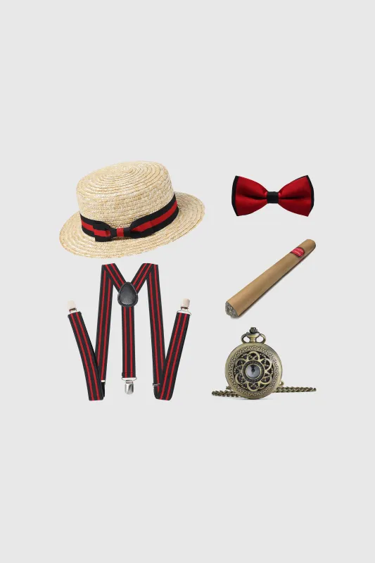 1920s Mens Gatsby Straw Hat Set sold by BABEYOND