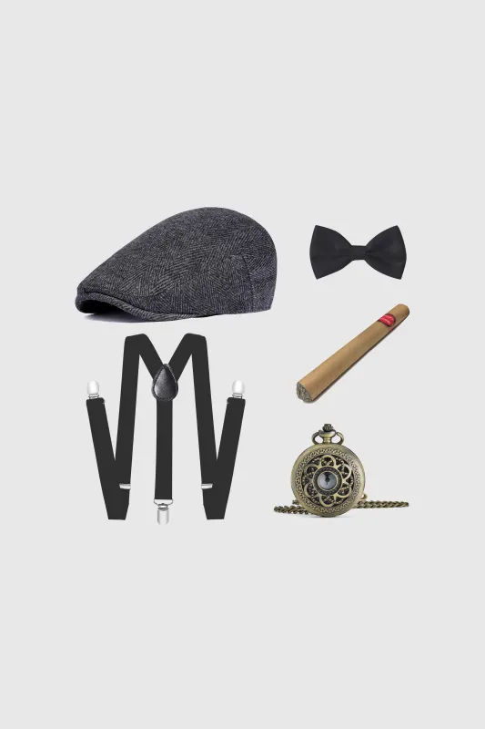 1920s Mens Gangster Flat Cap Set sold by BABEYOND