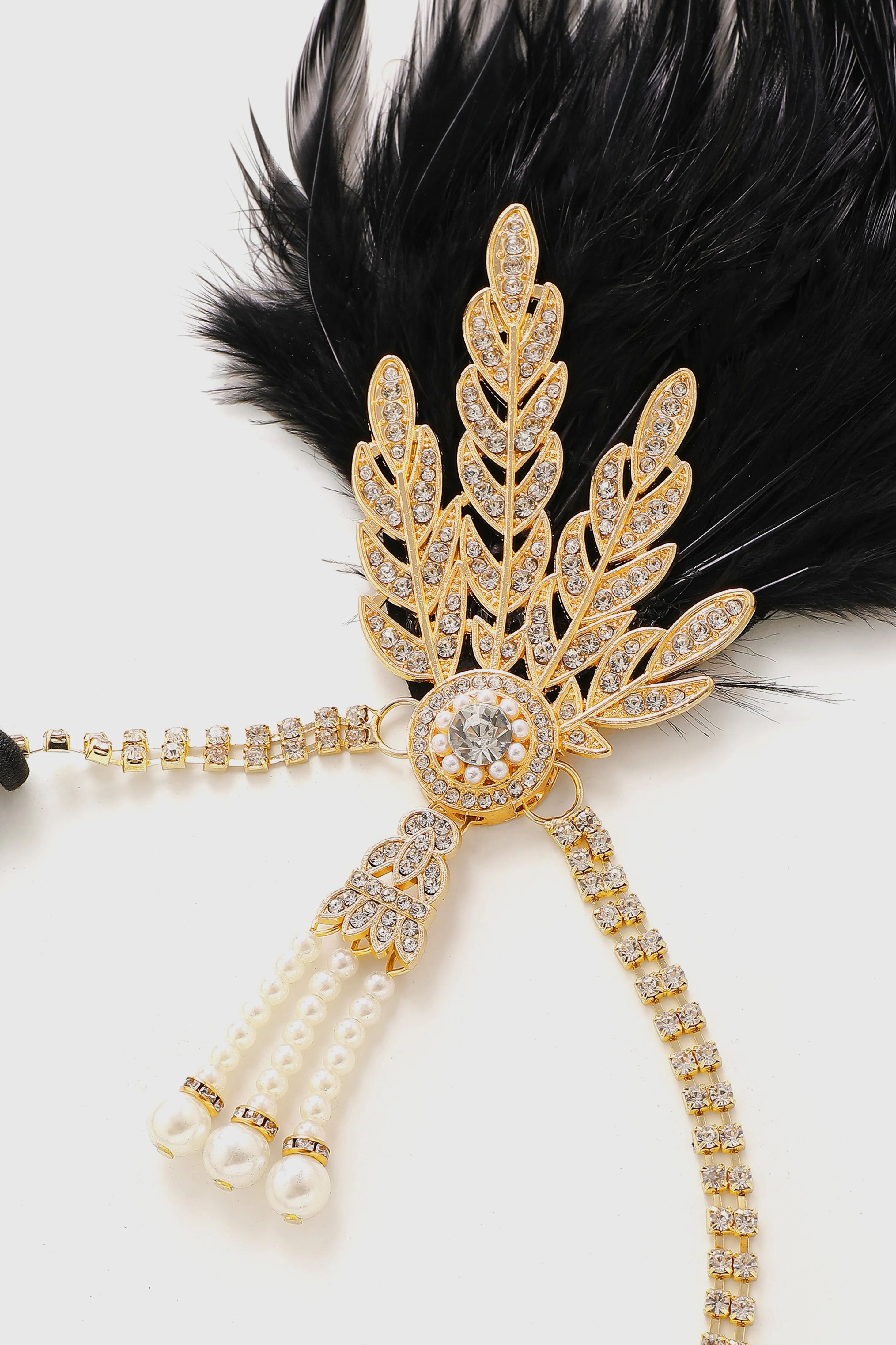 Feather Leaf Pearl Tassel Headband sold by BABEYOND product image thumbnail 4
