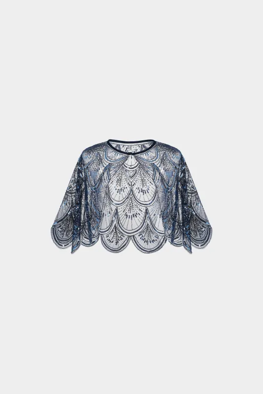 1920s Art Deco Scallop Sequin Shawl sold by BABEYOND
