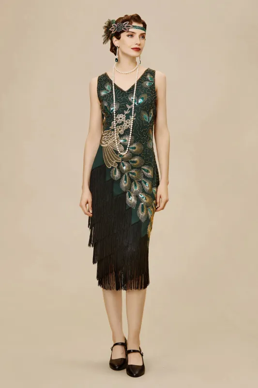 Irregular Tassel Hem Peacock Plus Size Dress sold by BABEYOND