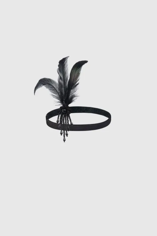 Beaded Feather Shimmer Hairband sold by BABEYOND