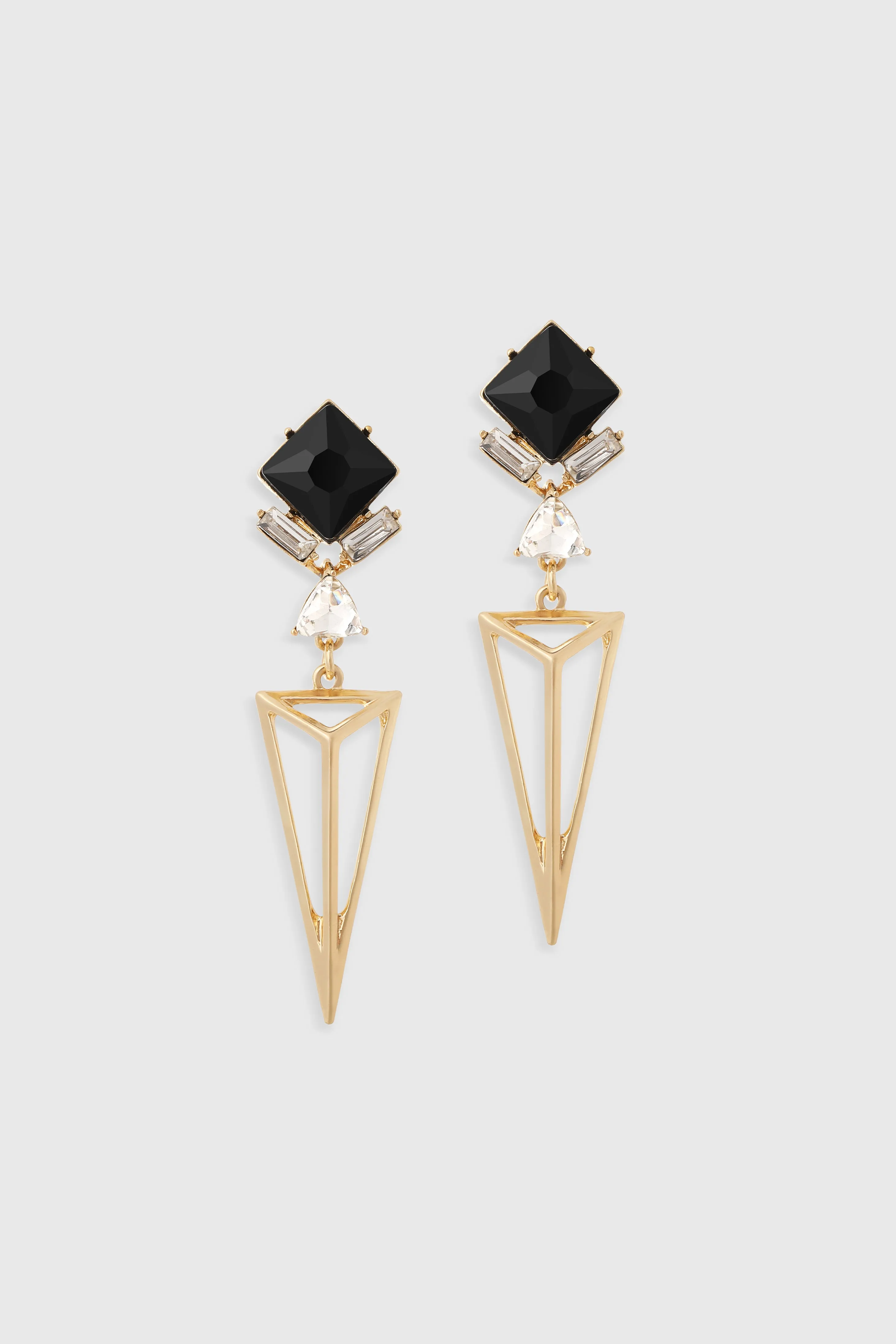 Black Crystal Geometric Drop Earrings sold by BABEYOND
