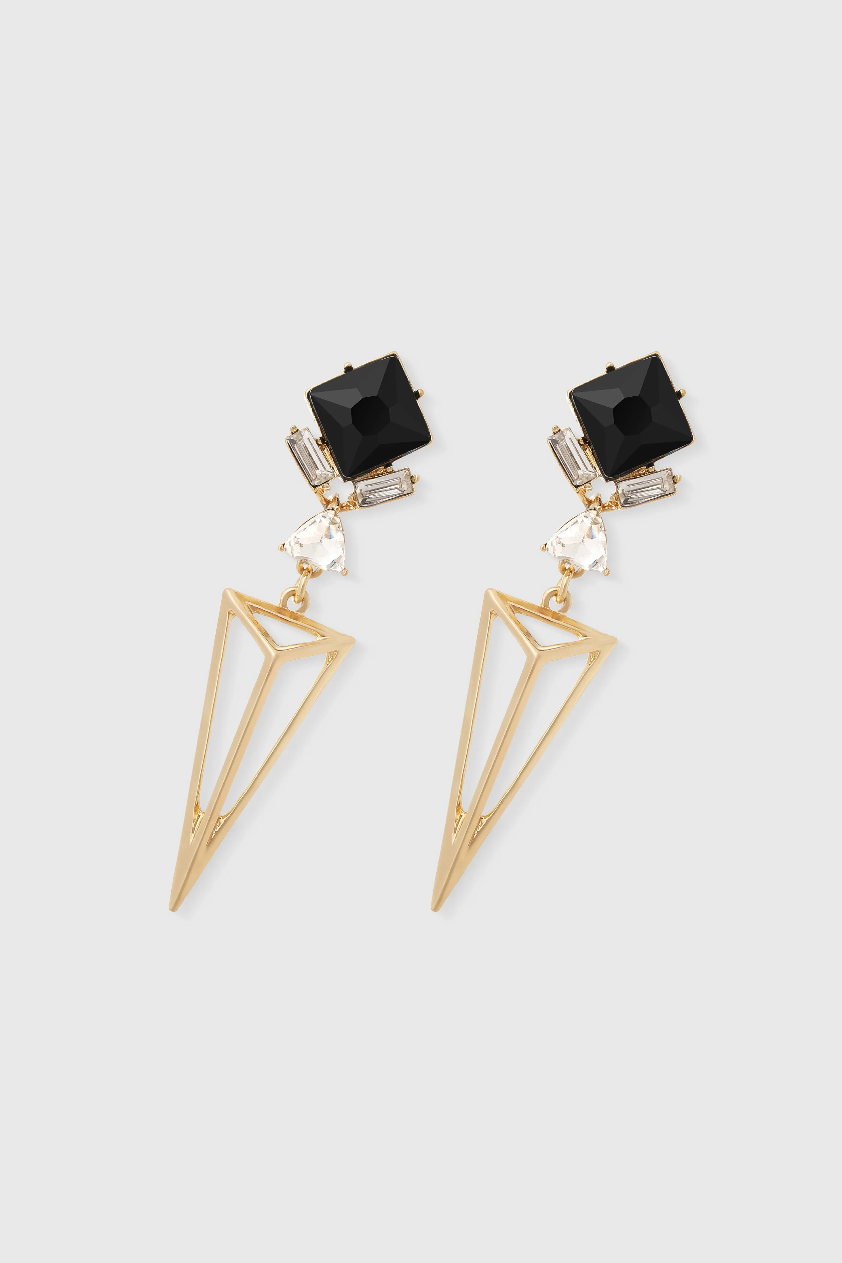 Black Crystal Geometric Drop Earrings sold by BABEYOND product image thumbnail 3