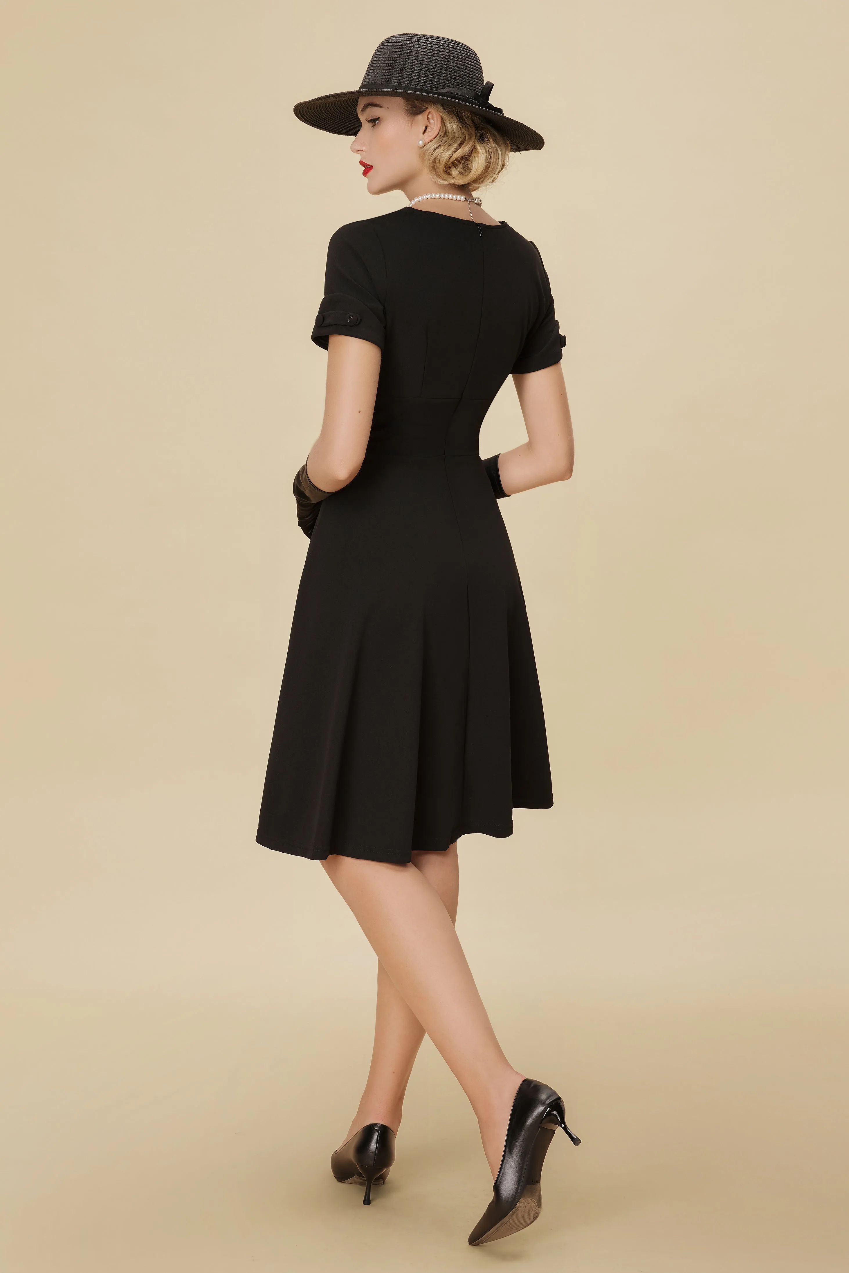 Refined Vintage-Inspired Pleated Swing Dress sold by BABEYOND product image thumbnail 2