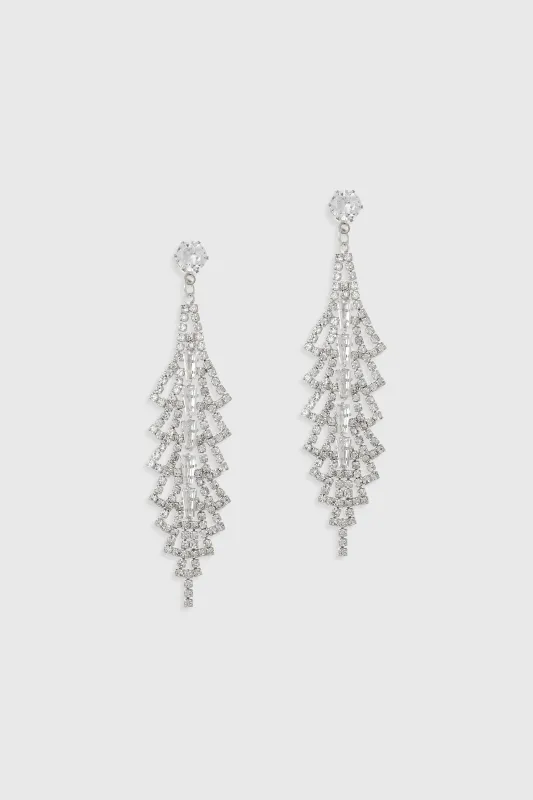 Geometric Tiered Rhinestone Earrings sold by BABEYOND