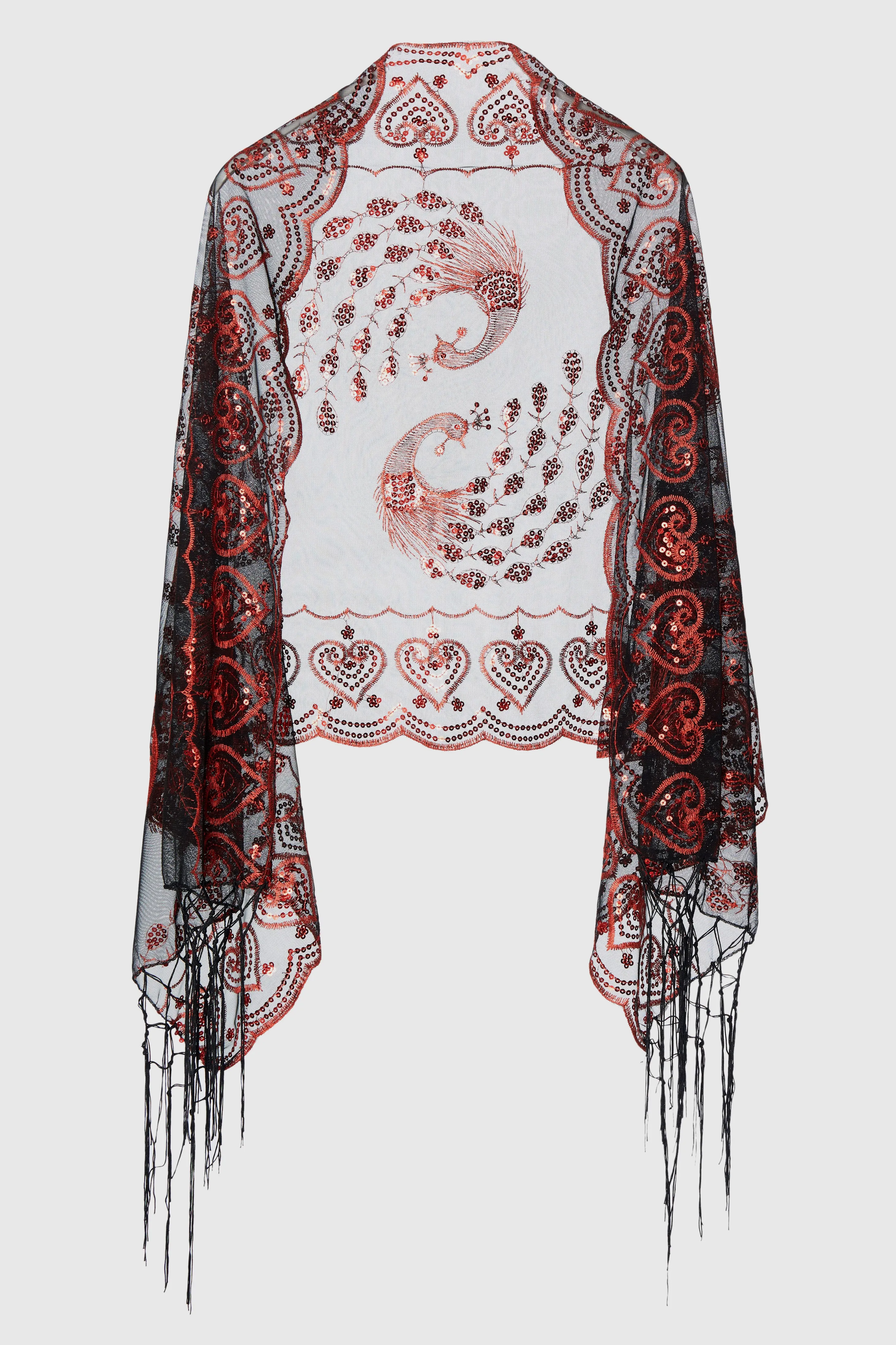 1920s Embroidered Fringed Evening Cape Shawl sold by BABEYOND product image thumbnail 2