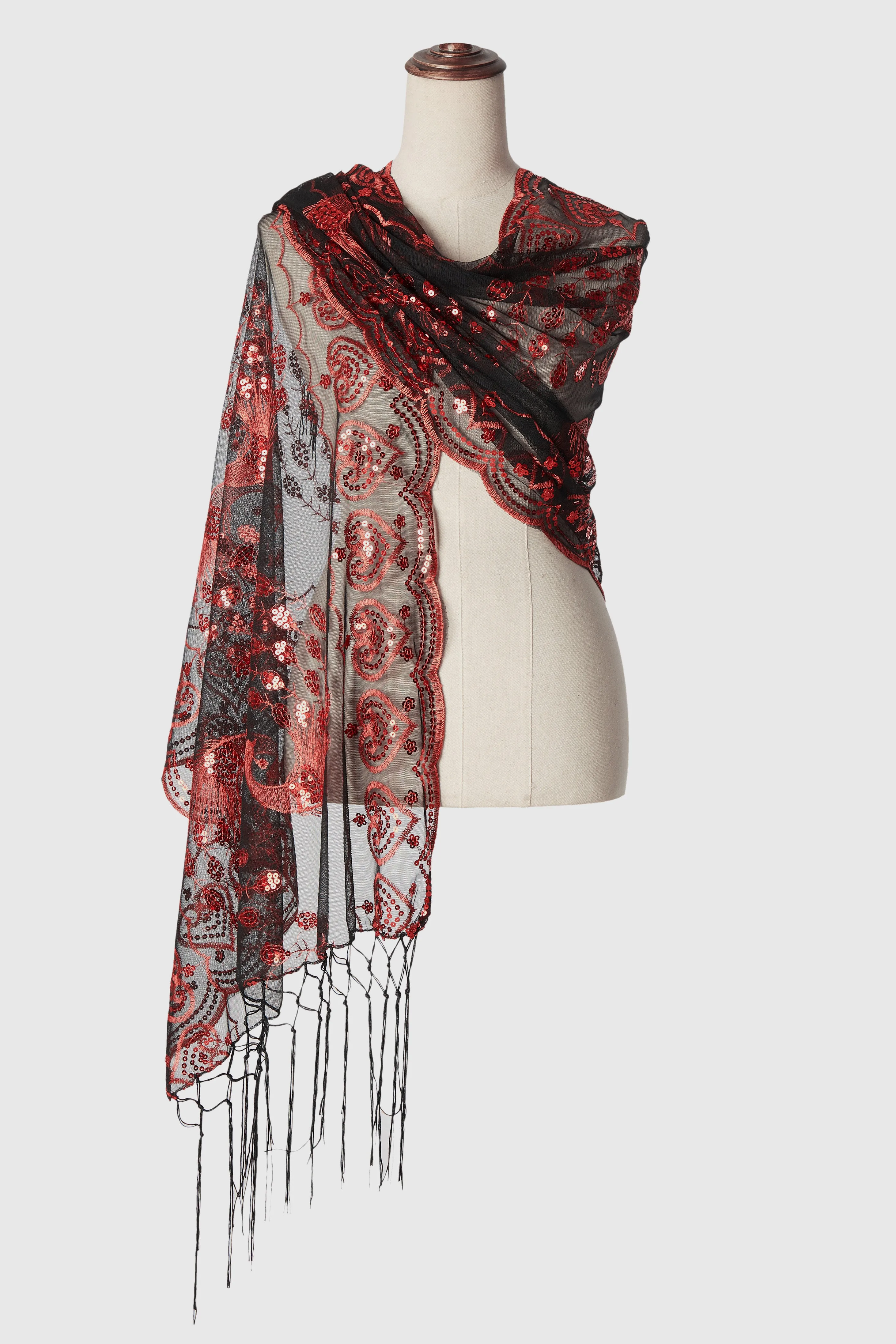 1920s Embroidered Fringed Evening Cape Shawl sold by BABEYOND product image thumbnail 4