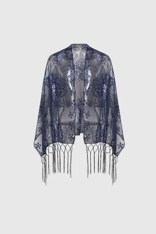Tassel Sequin Evening Cape Shawl sold by BABEYOND