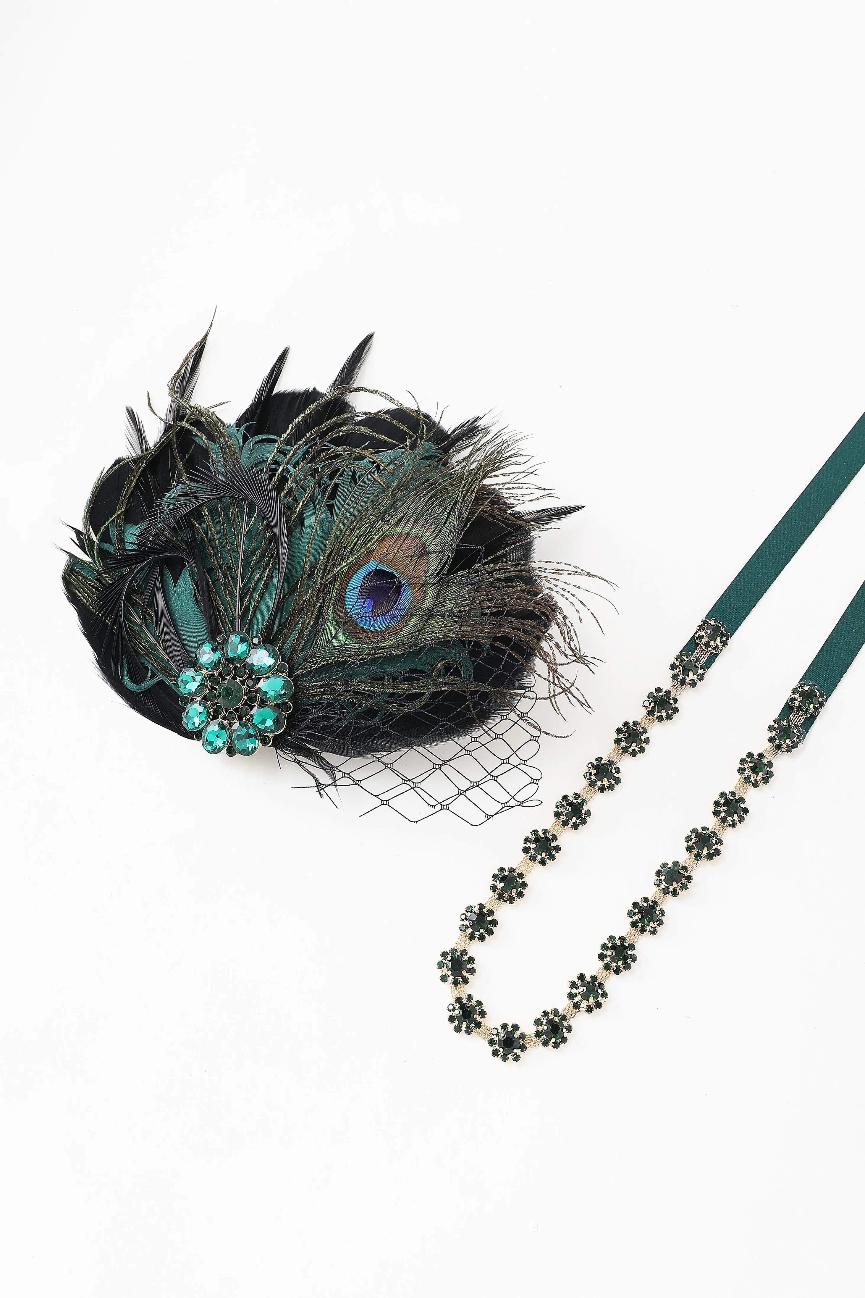 Peacock Feather Crystal Accent Headband sold by BABEYOND product image thumbnail 5