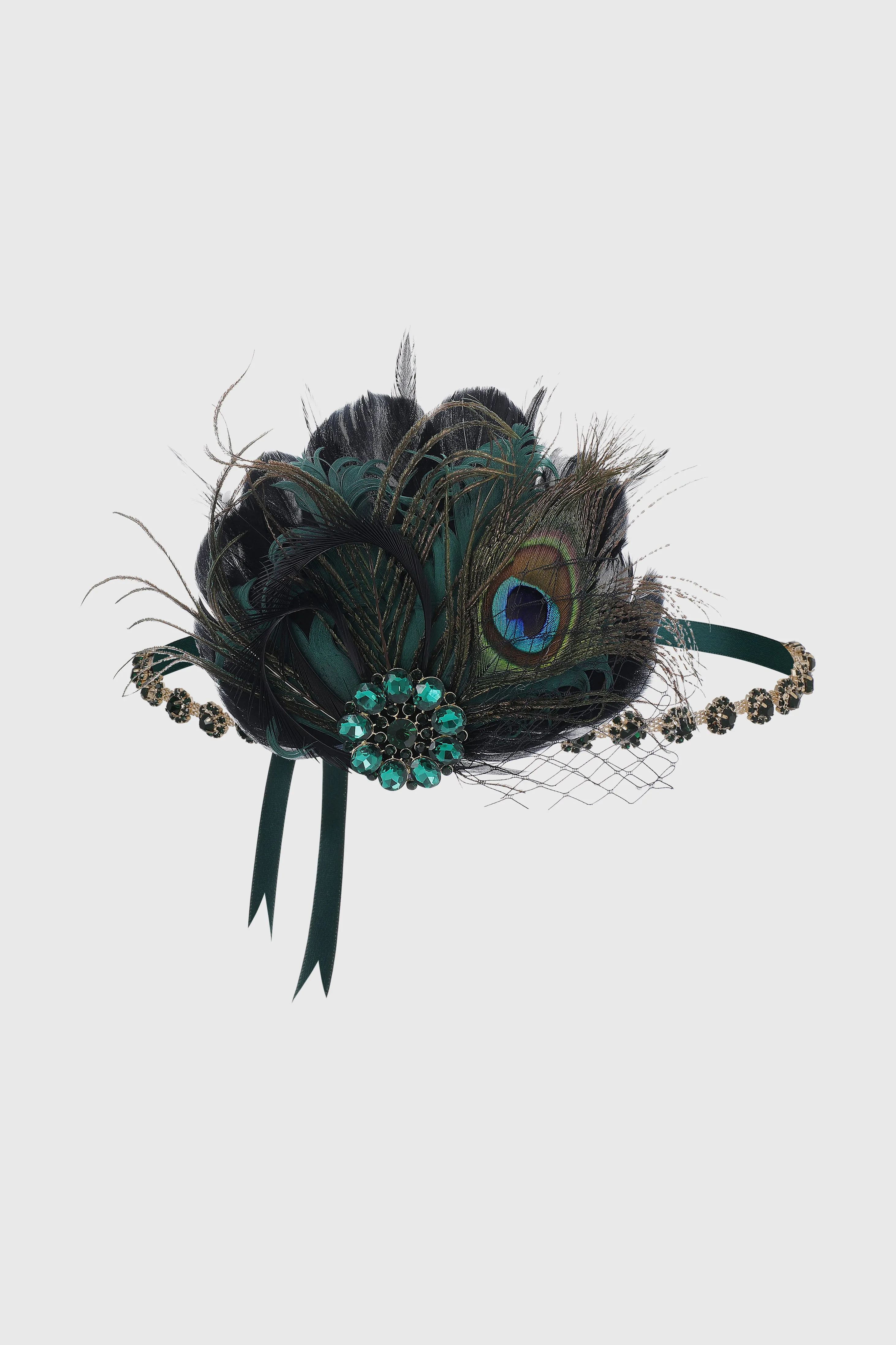 Peacock Feather Crystal Accent Headband sold by BABEYOND product image thumbnail 4