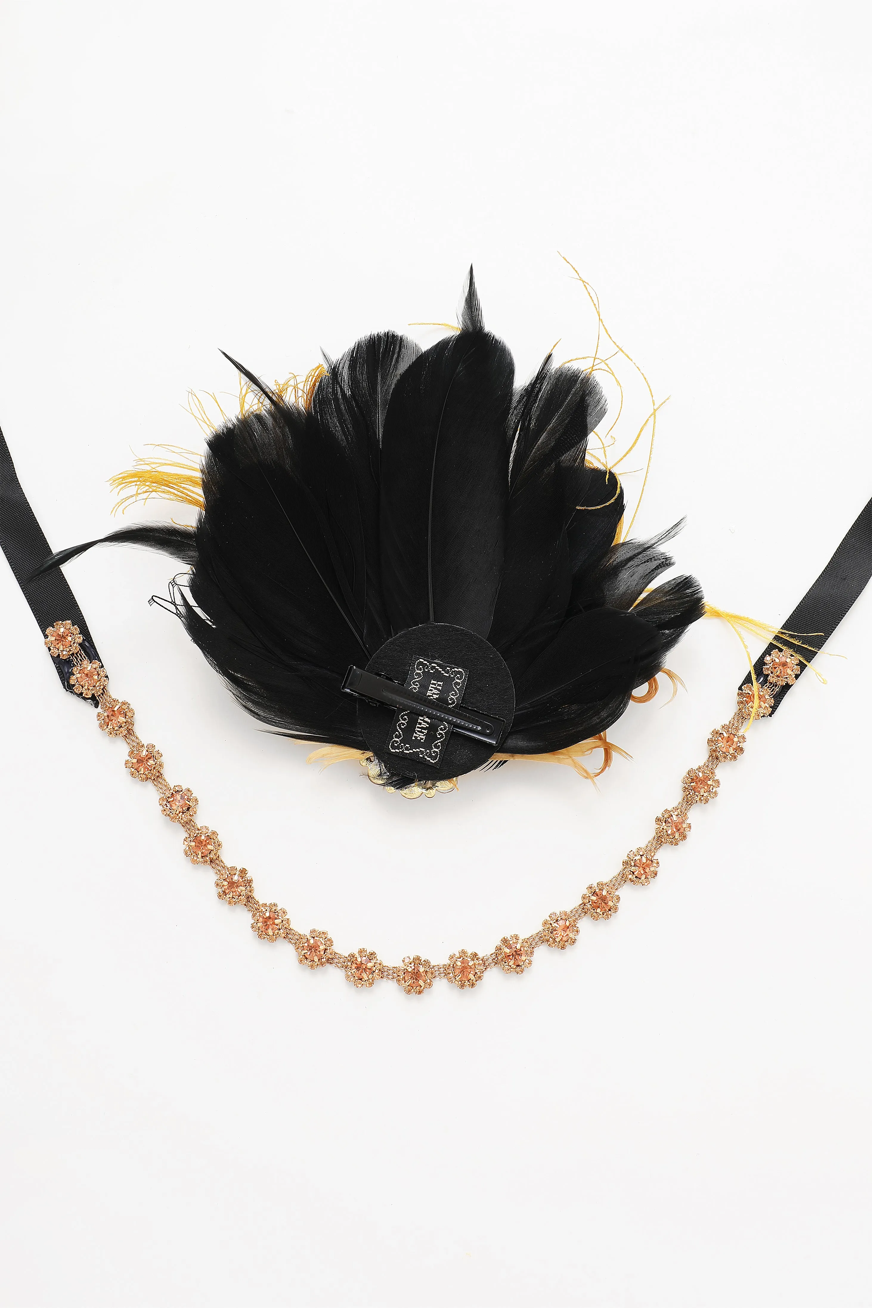 Peacock Feather Crystal Accent Headband sold by BABEYOND product image thumbnail 3