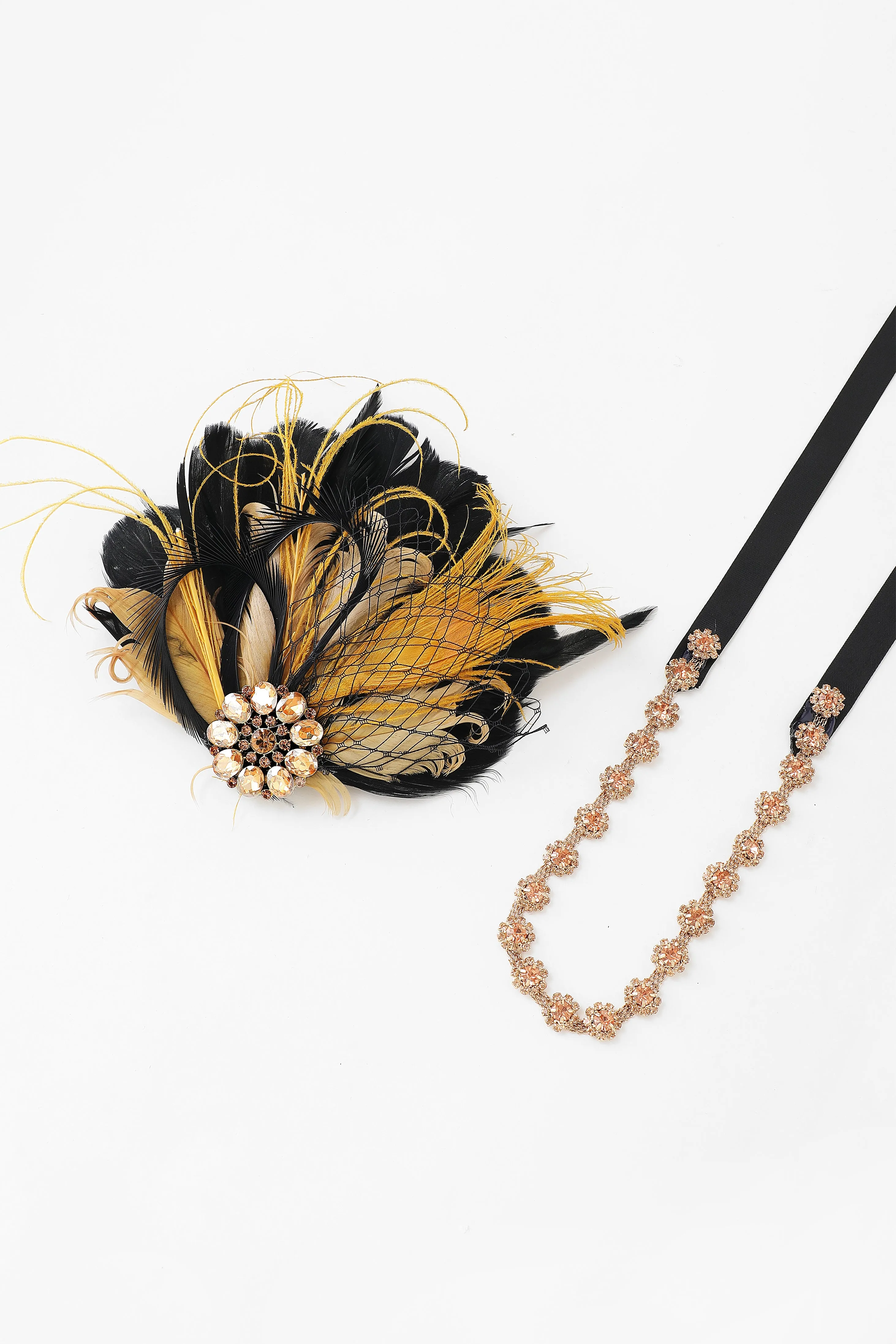 Peacock Feather Crystal Accent Headband sold by BABEYOND product image thumbnail 2