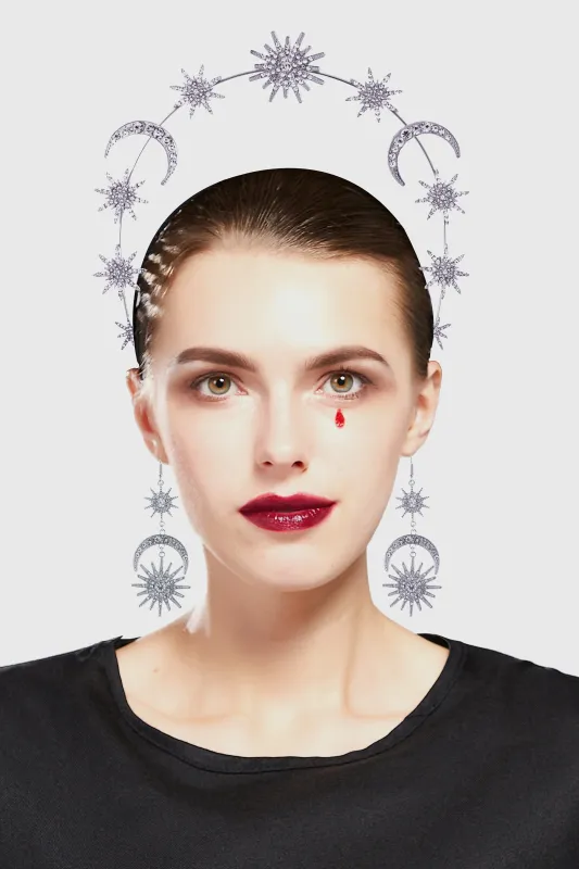 Fantherin Sun and Moon Halo Crown Set sold by BABEYOND