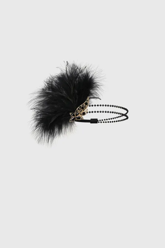 Gatsby Leaf Feather Beaded Headband sold by BABEYOND