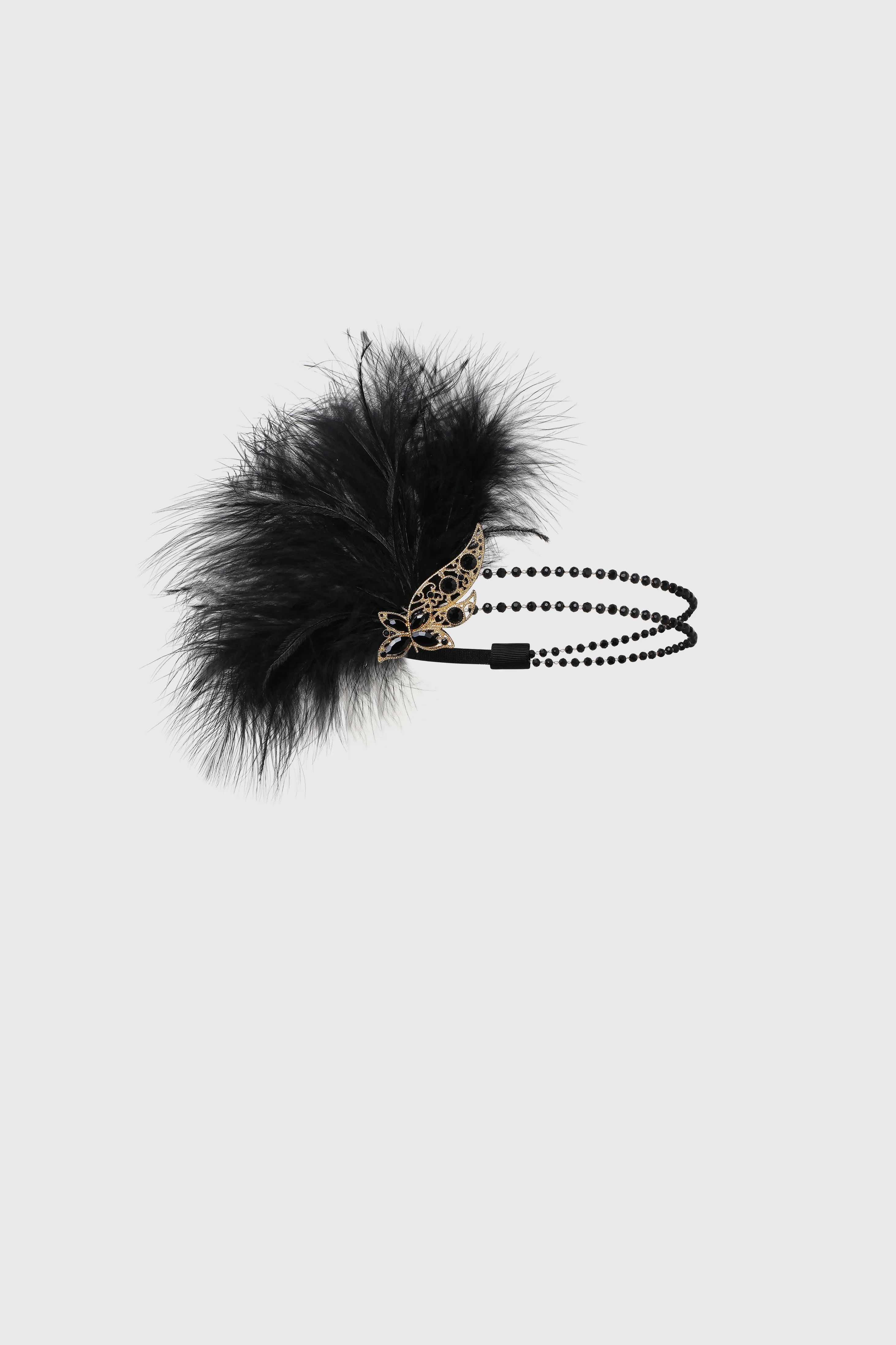 Gatsby Leaf Feather Beaded Headband sold by BABEYOND