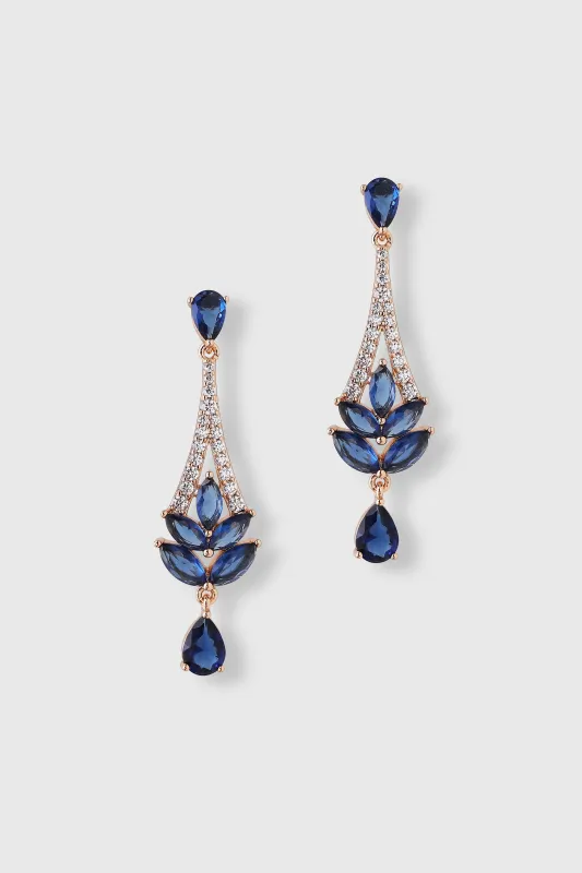 Sapphire Bloom Crystal Dangle Earrings sold by BABEYOND