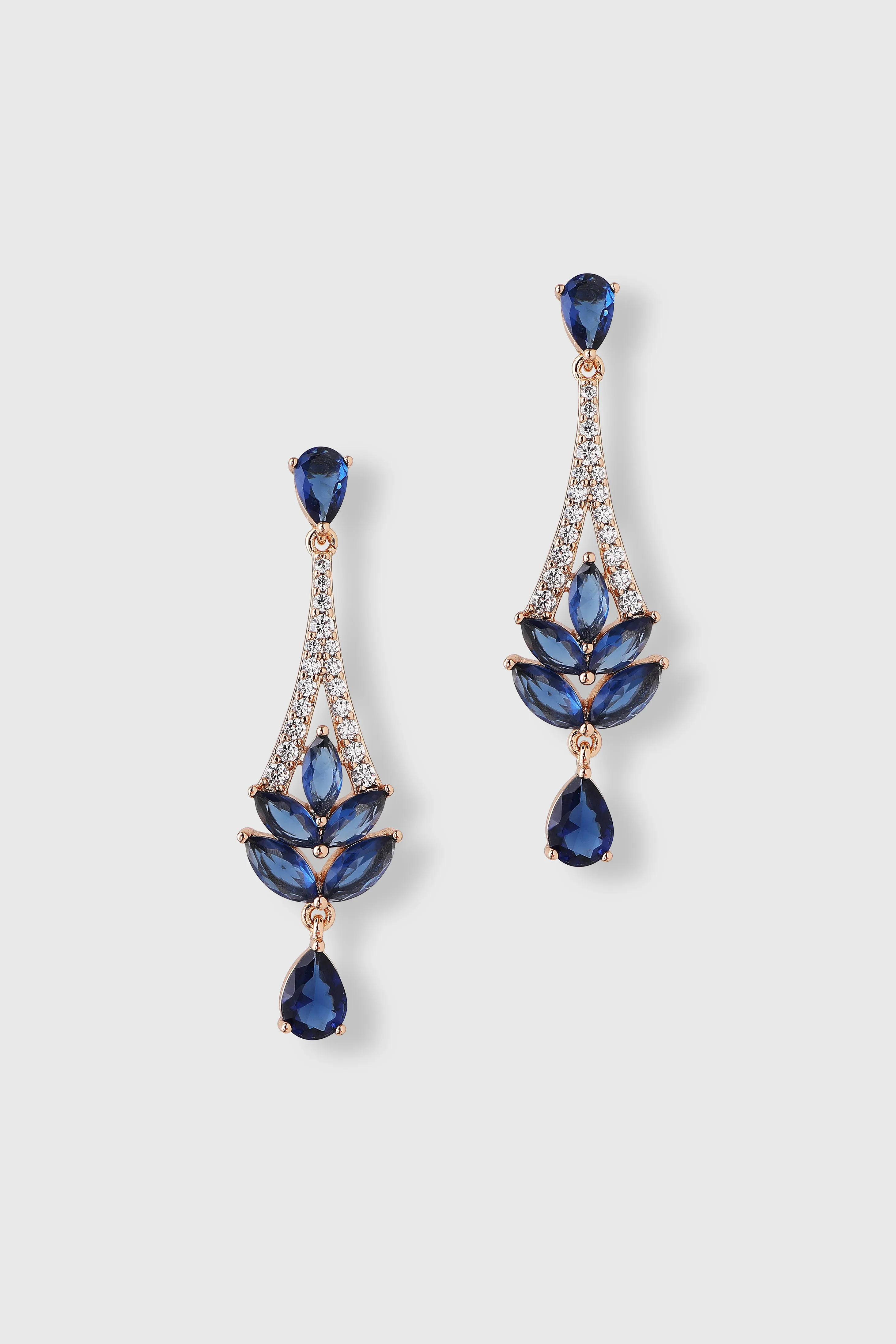 Sapphire Bloom Crystal Dangle Earrings sold by BABEYOND