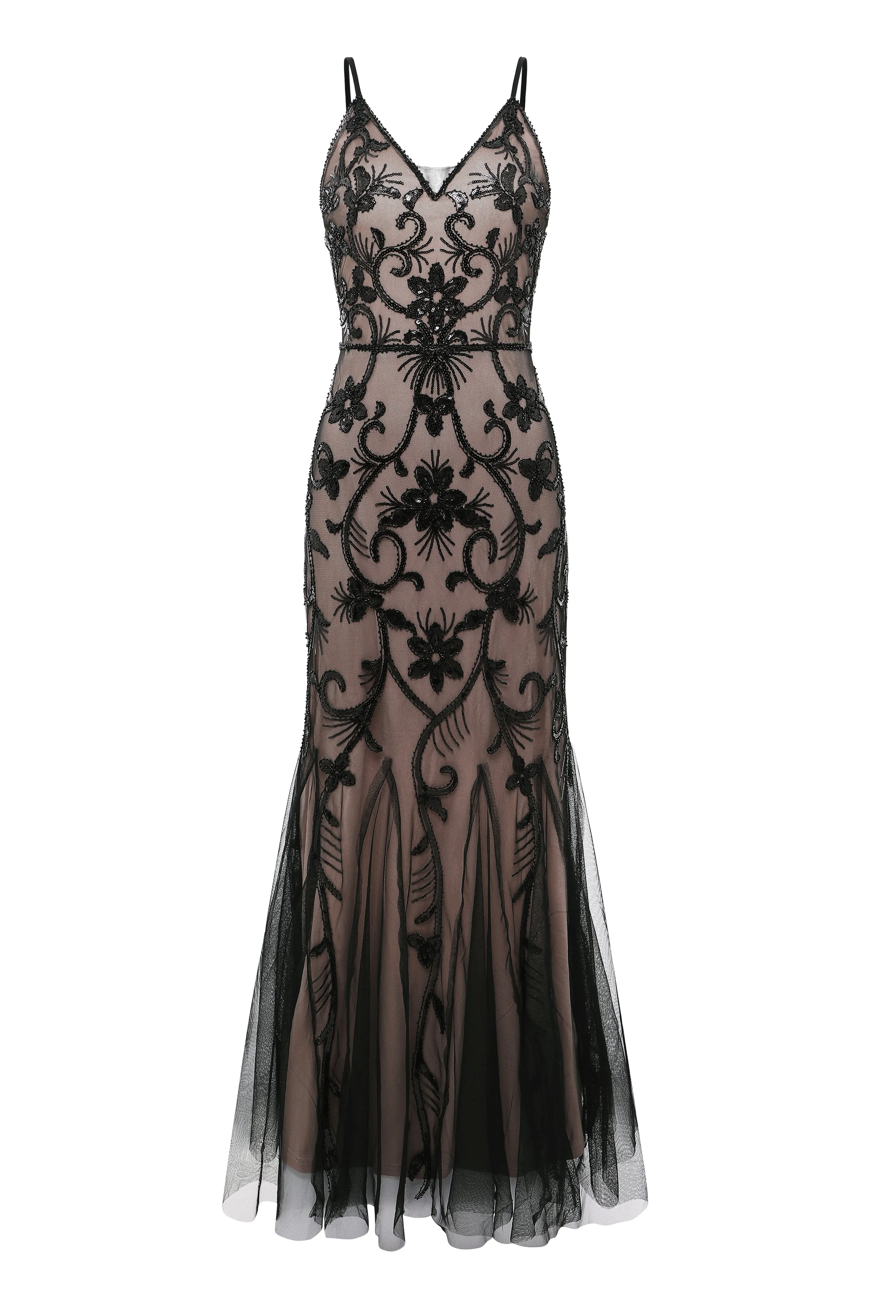 Nude and Black Beaded Mermaid Evening Gown sold by BABEYOND product image thumbnail 5