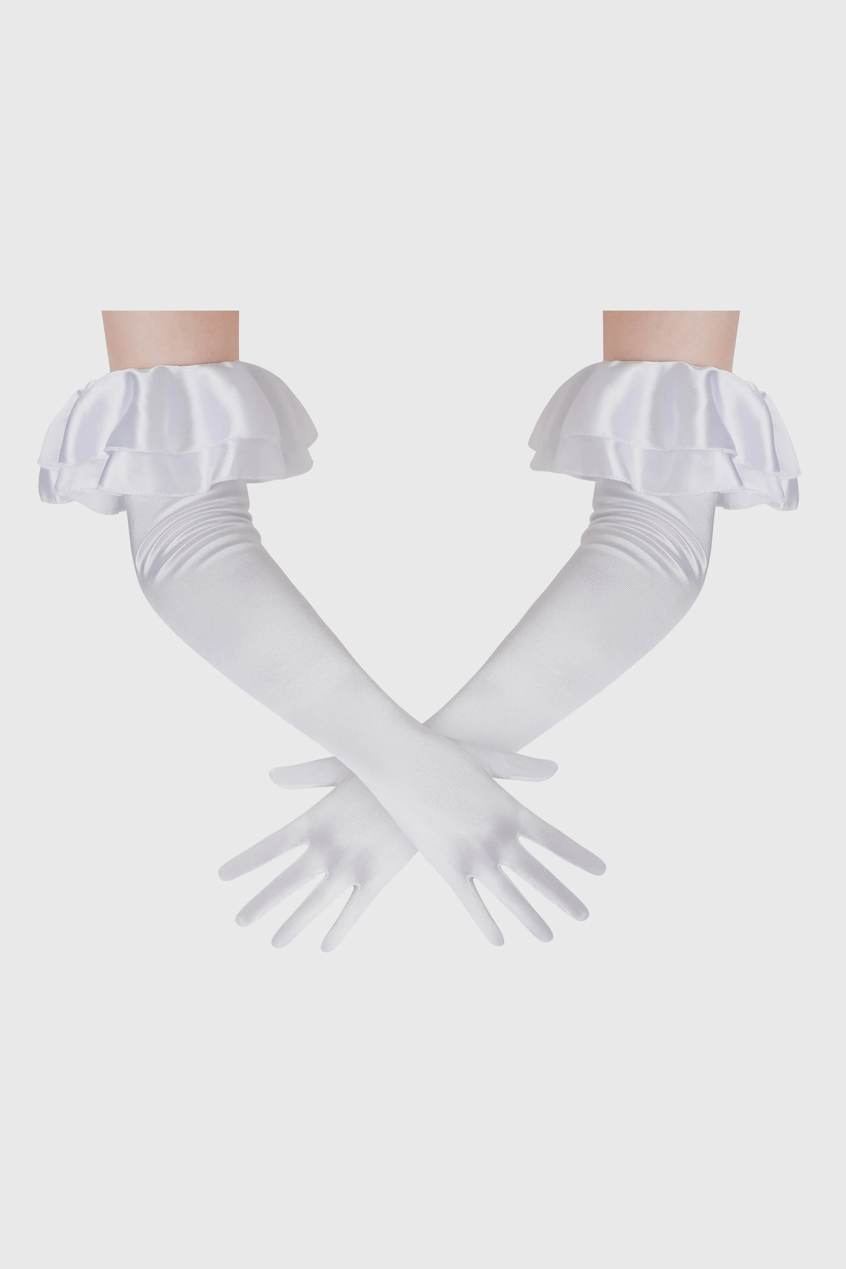21.6" Satin Long Ruffled Cuff Gloves sold by BABEYOND