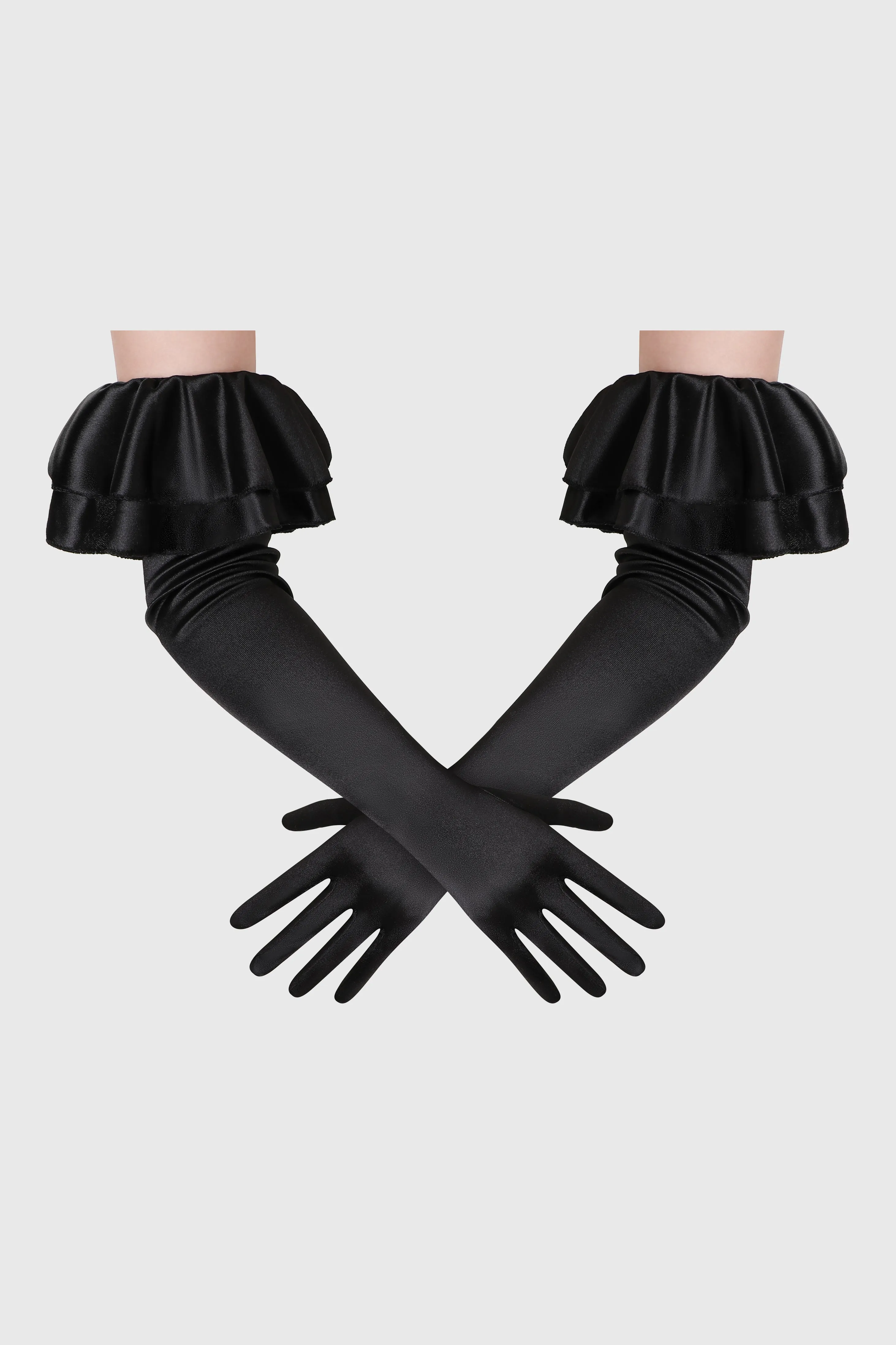 21.6" Satin Long Ruffled Cuff Gloves sold by BABEYOND product image thumbnail 5