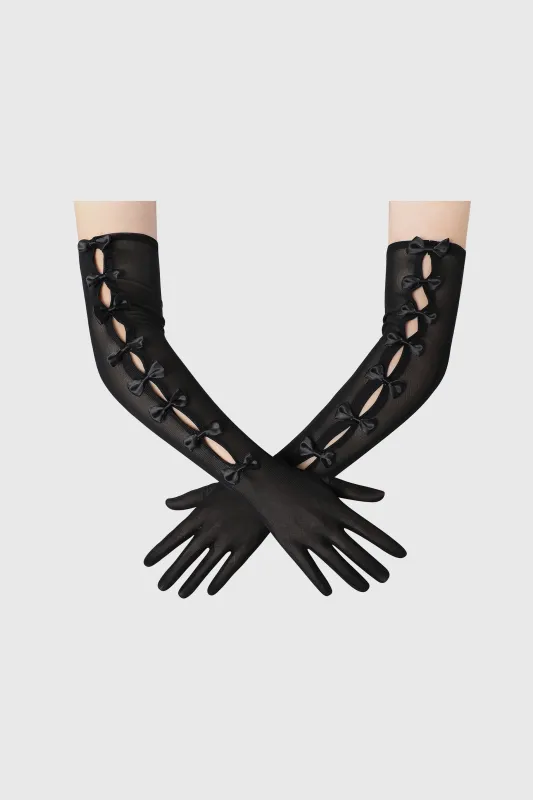 19.6" Tulle Sheer Bow Long Gloves sold by BABEYOND