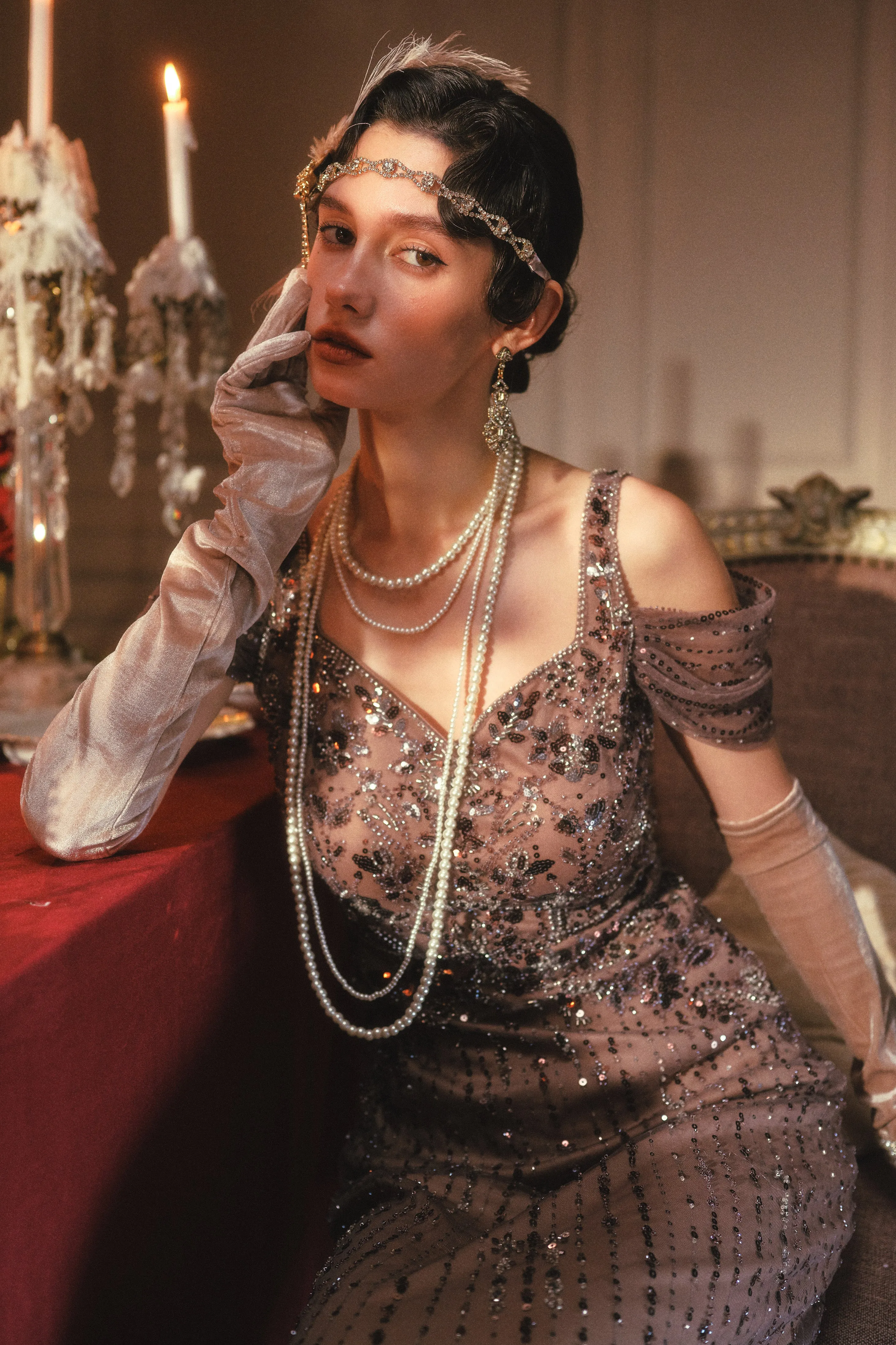 Refined Beaded Tulle Panel Evening Gown sold by BABEYOND product image thumbnail 4