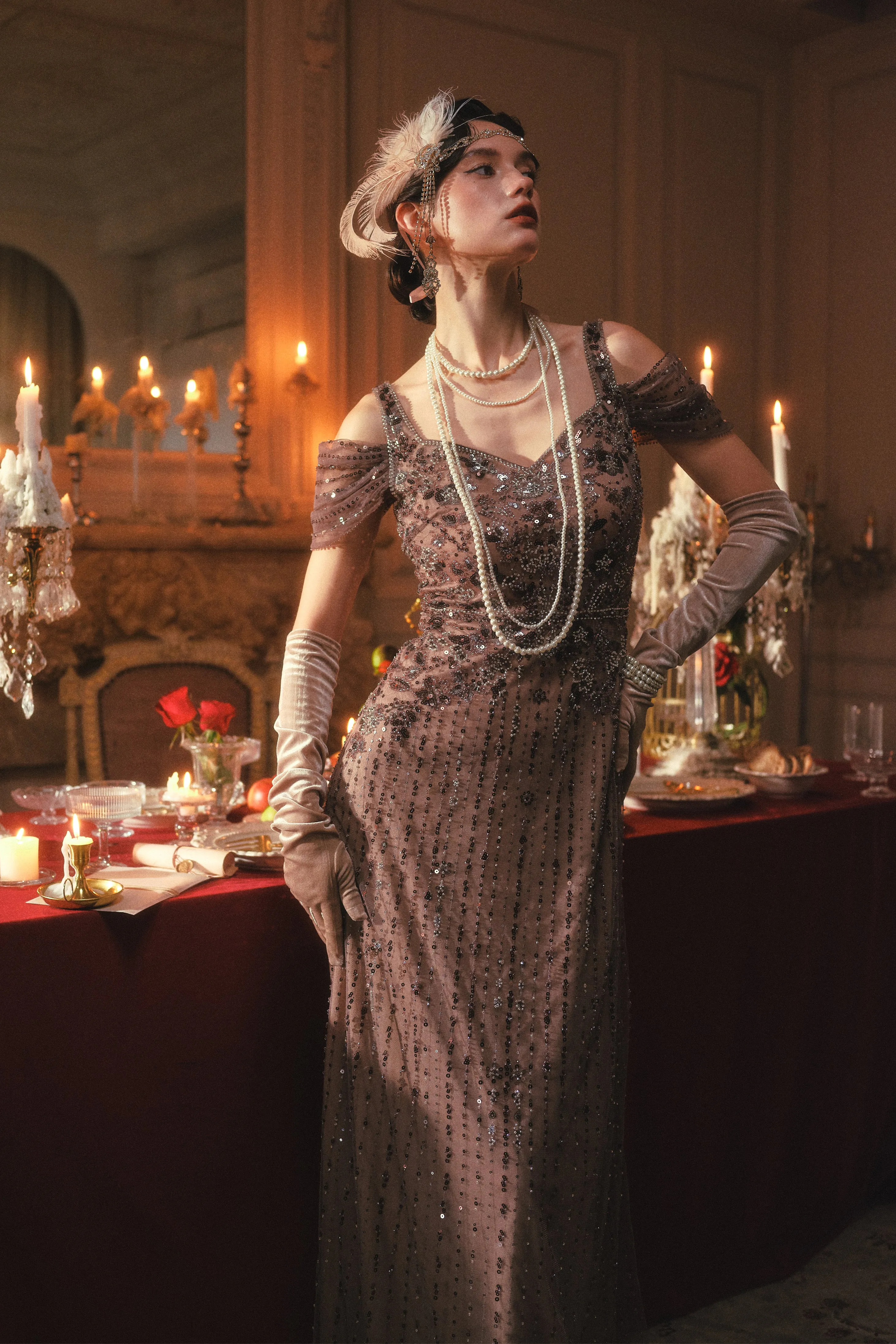 Refined Beaded Tulle Panel Evening Gown sold by BABEYOND product image thumbnail 5