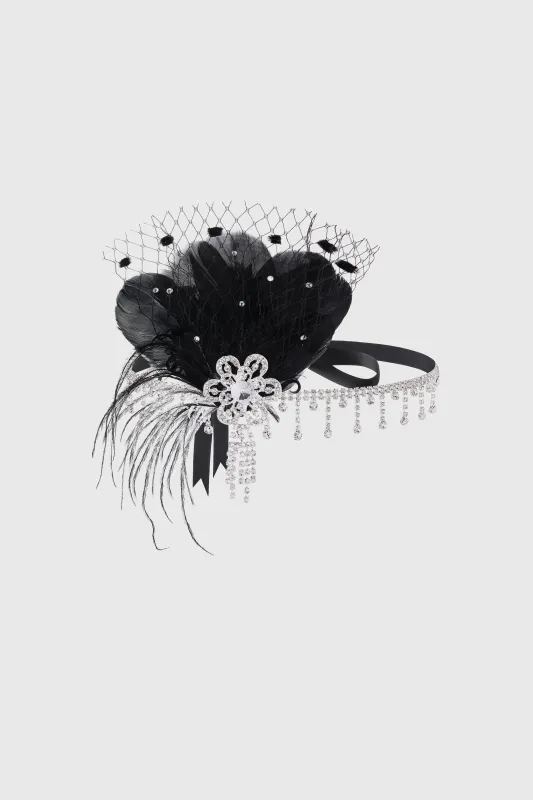 Floral Feather Mesh Tassel Headband made by BABEYOND
