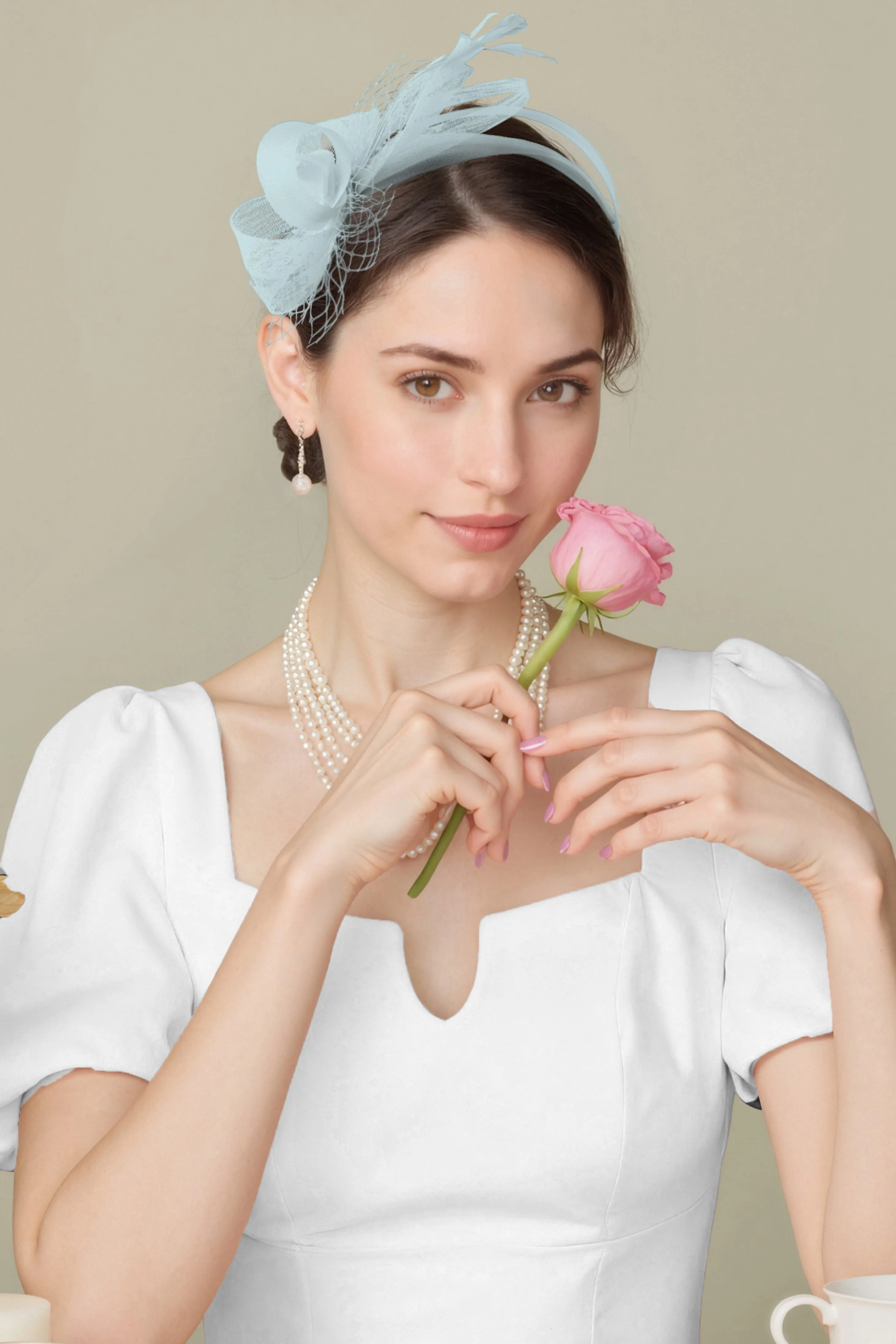 Romantic Tulle Veil Feather Fascinator sold by BABEYOND product image thumbnail 5